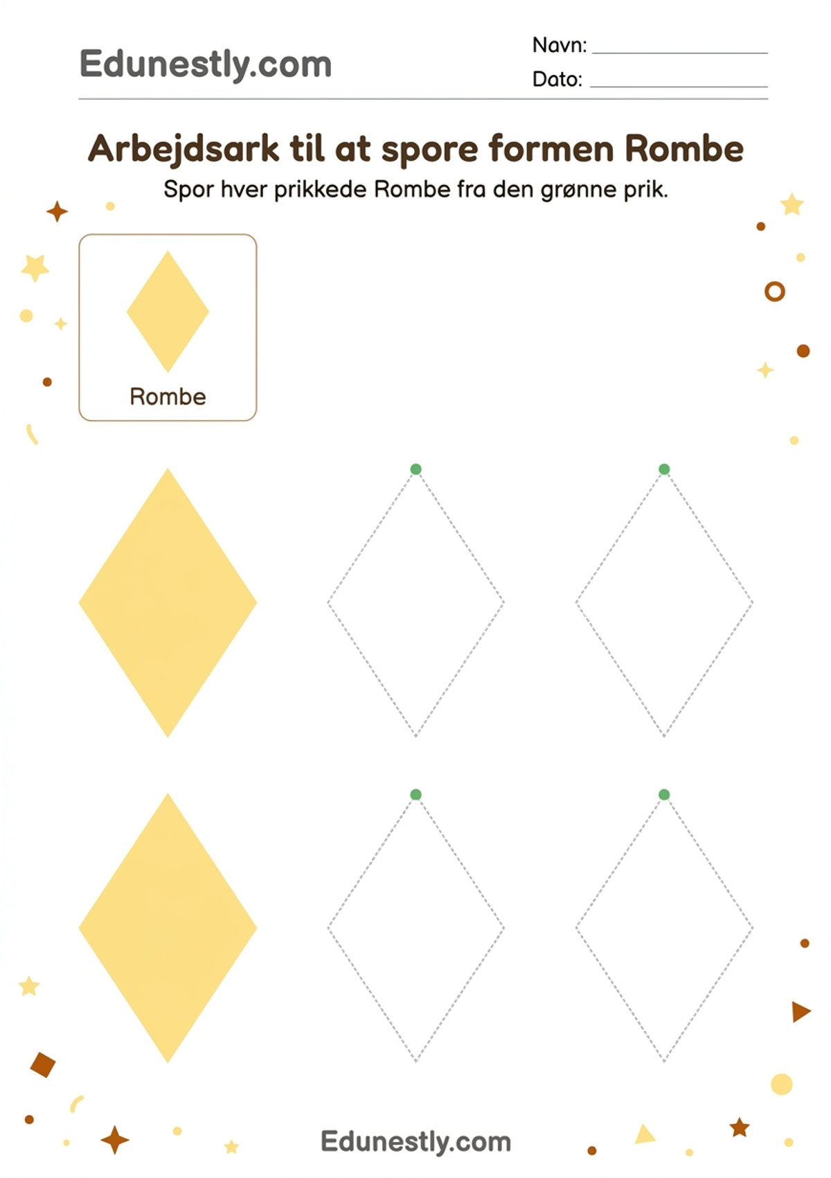 Arbejdsark til at spore formen Rombe