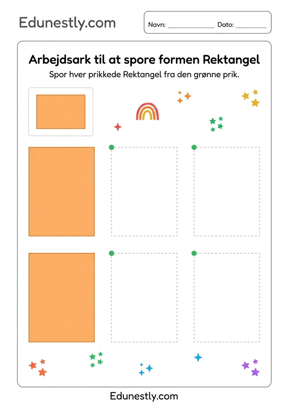 Arbejdsark til at spore formen Rektangel