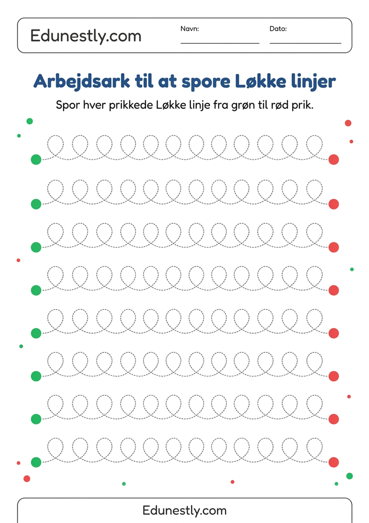 Arbejdsark til at spore Løkke linjer