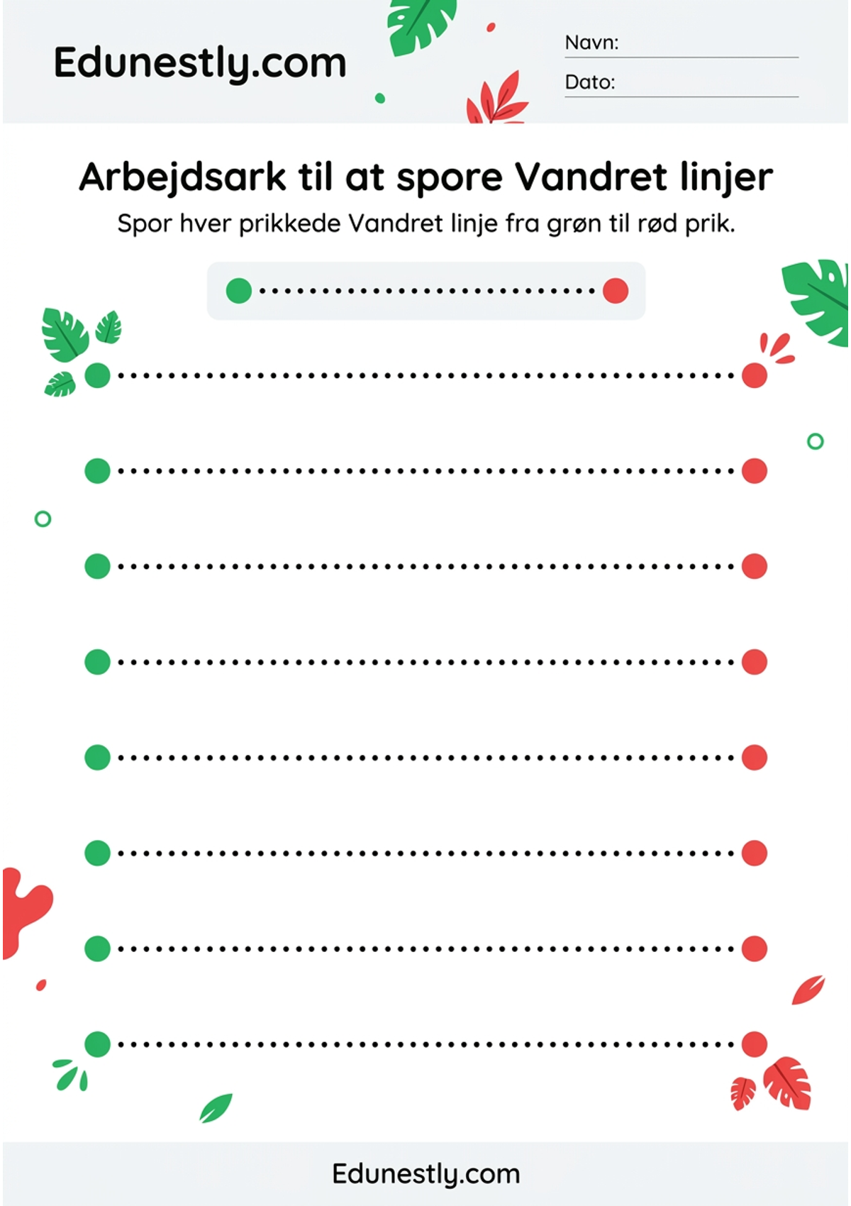 Arbejdsark til at spore Vandret linjer