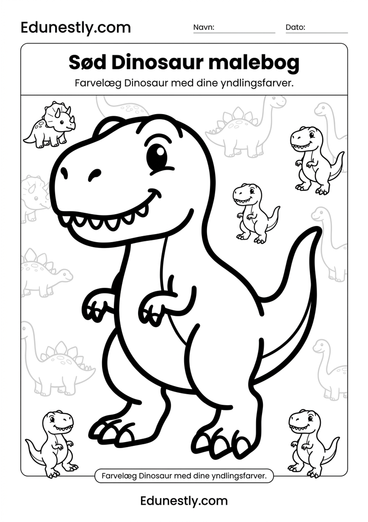 Sød Dinosaur malebog