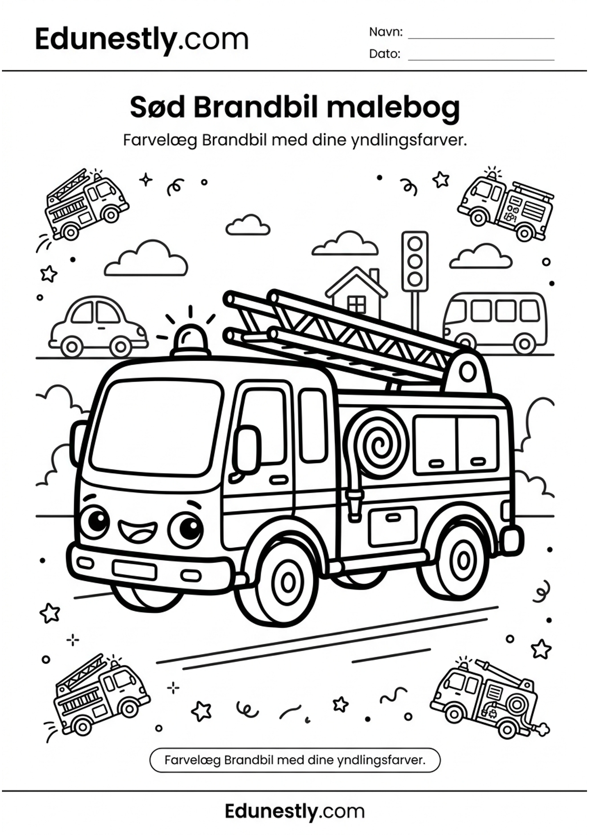 Sød Brandbil malebog