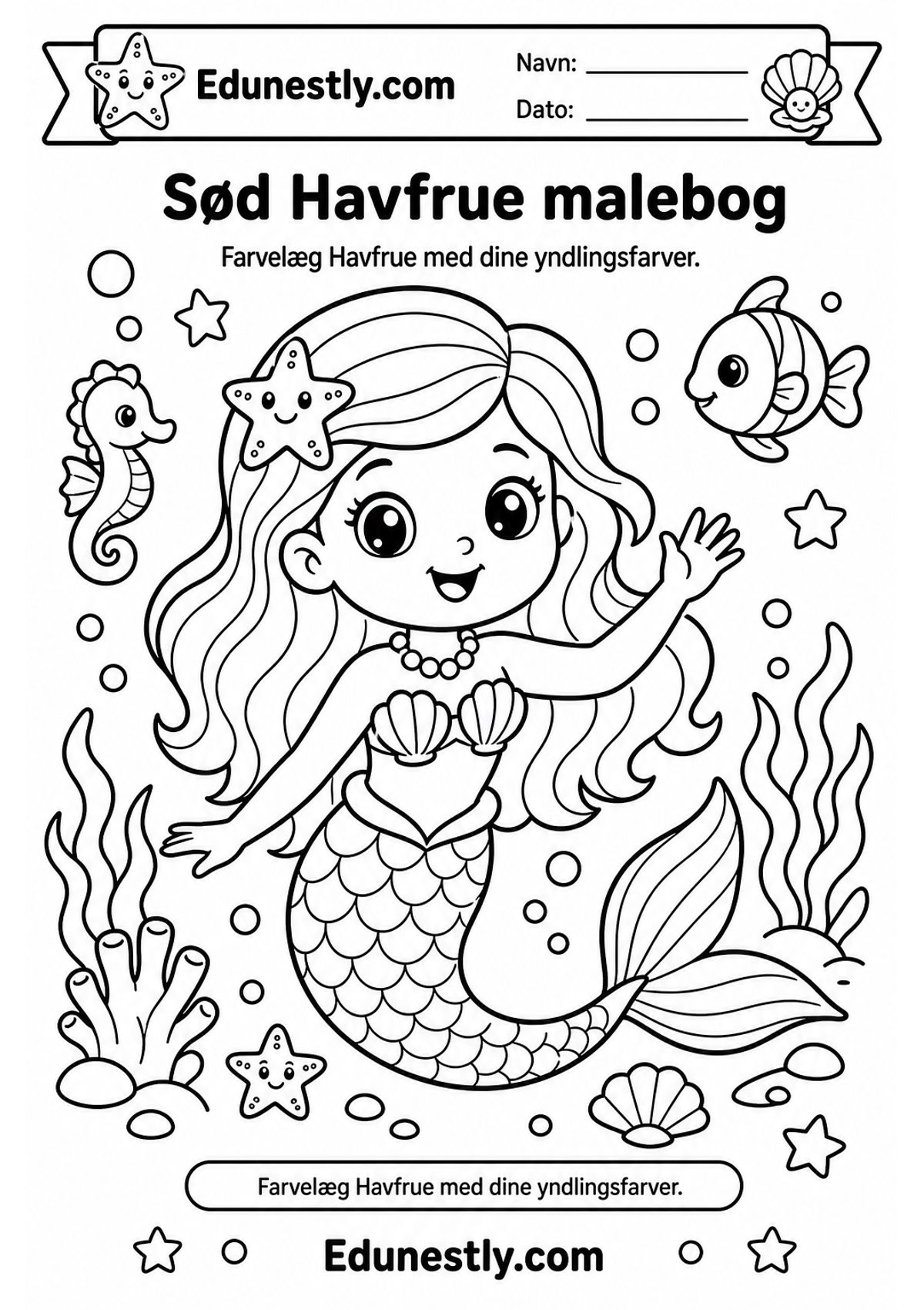 Sød Havfrue malebog
