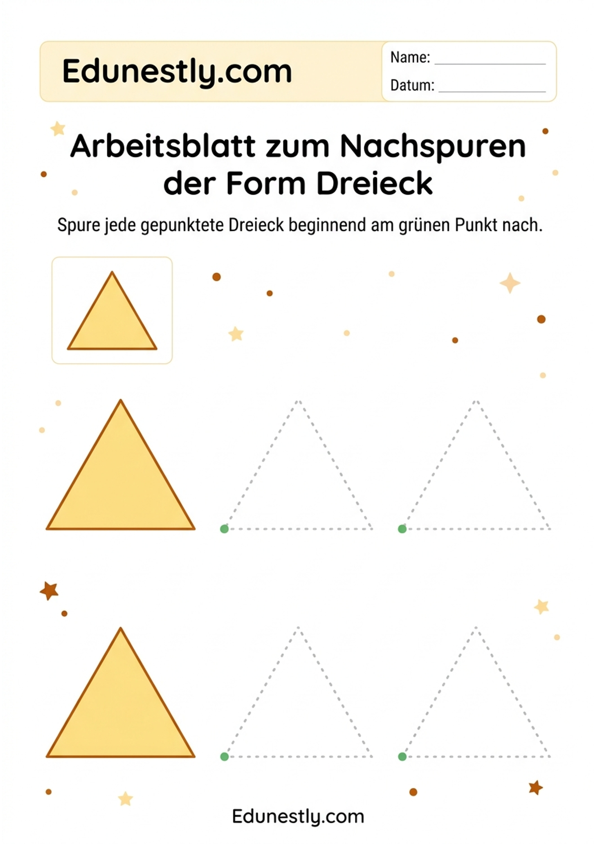 Arbeitsblatt zum Nachspuren der Form Dreieck
