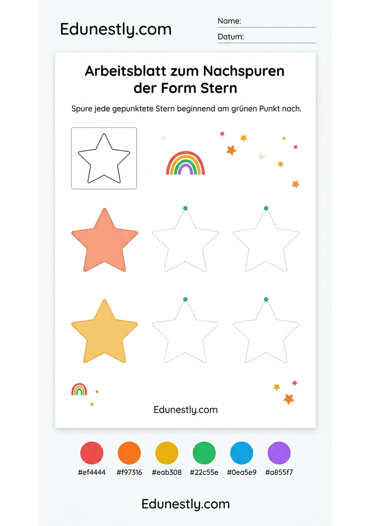 Arbeitsblatt zum Nachspuren der Form Stern