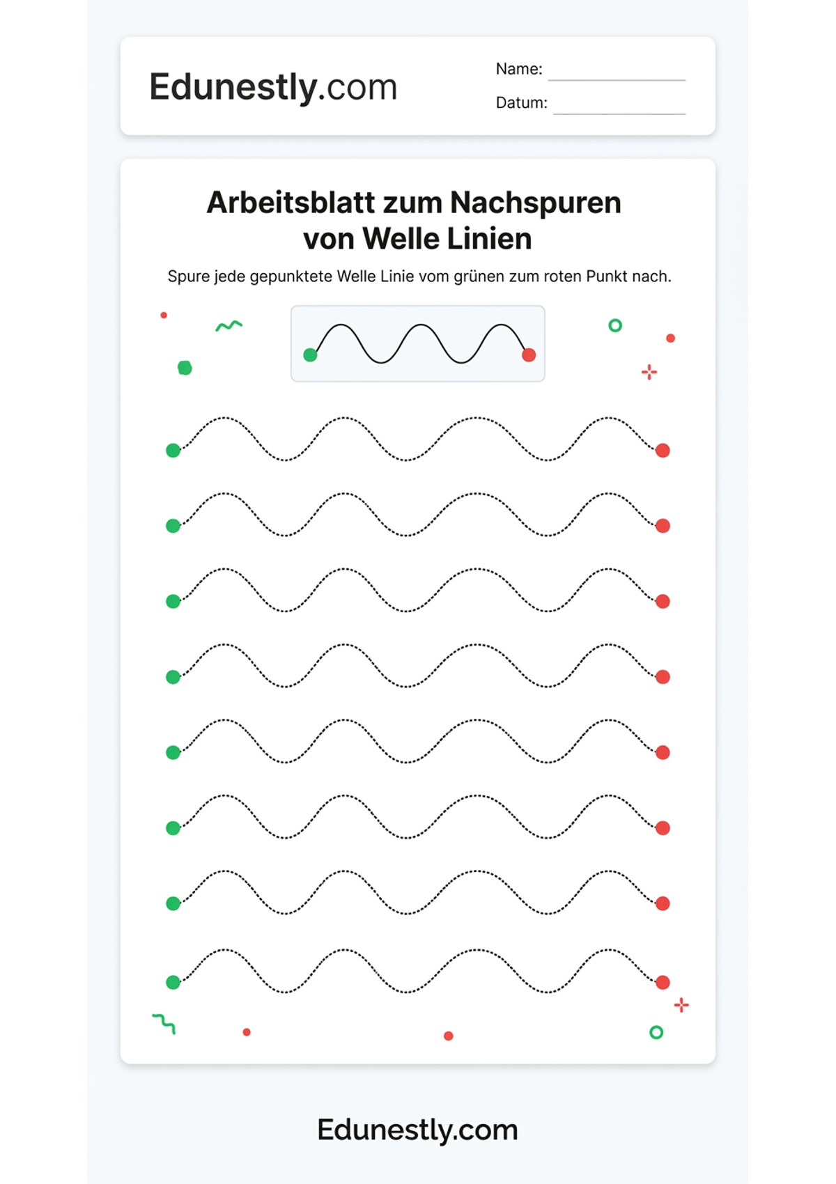 Arbeitsblatt zum Nachspuren von Welle Linien