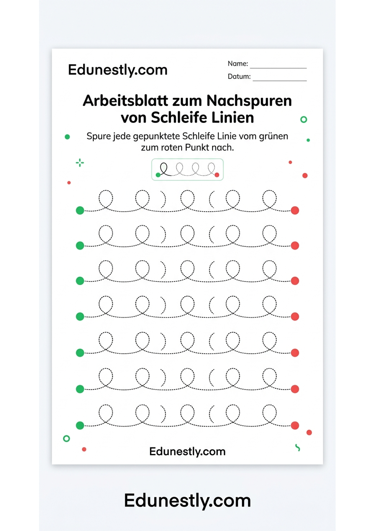 Arbeitsblatt zum Nachspuren von Schleife Linien