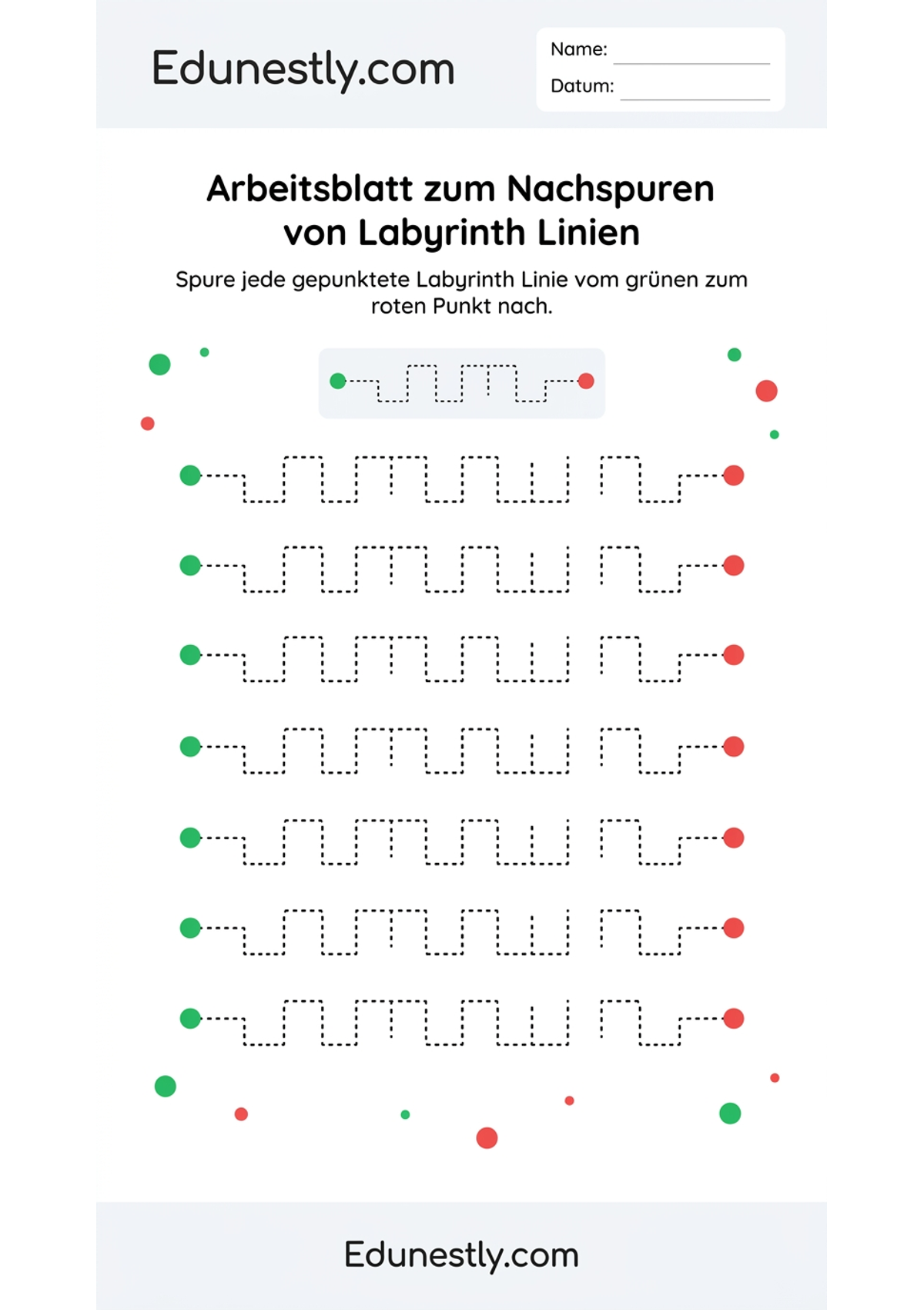 Arbeitsblatt zum Nachspuren von Labyrinth Linien