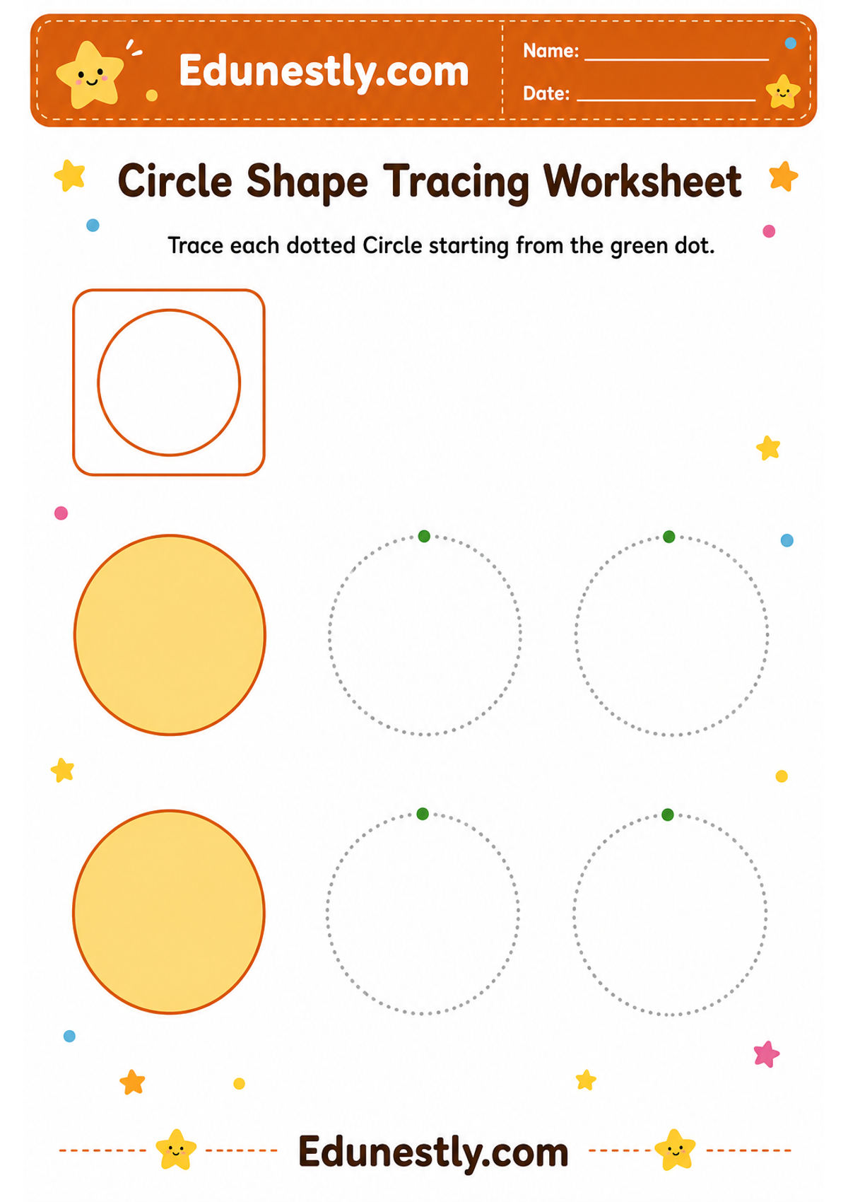Circle Shape Tracing Worksheet
