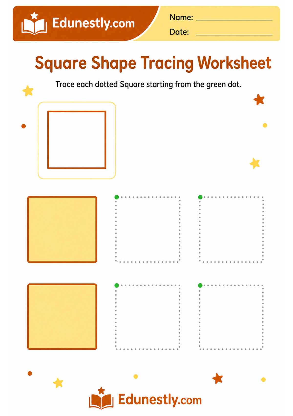Square Shape Tracing Worksheet