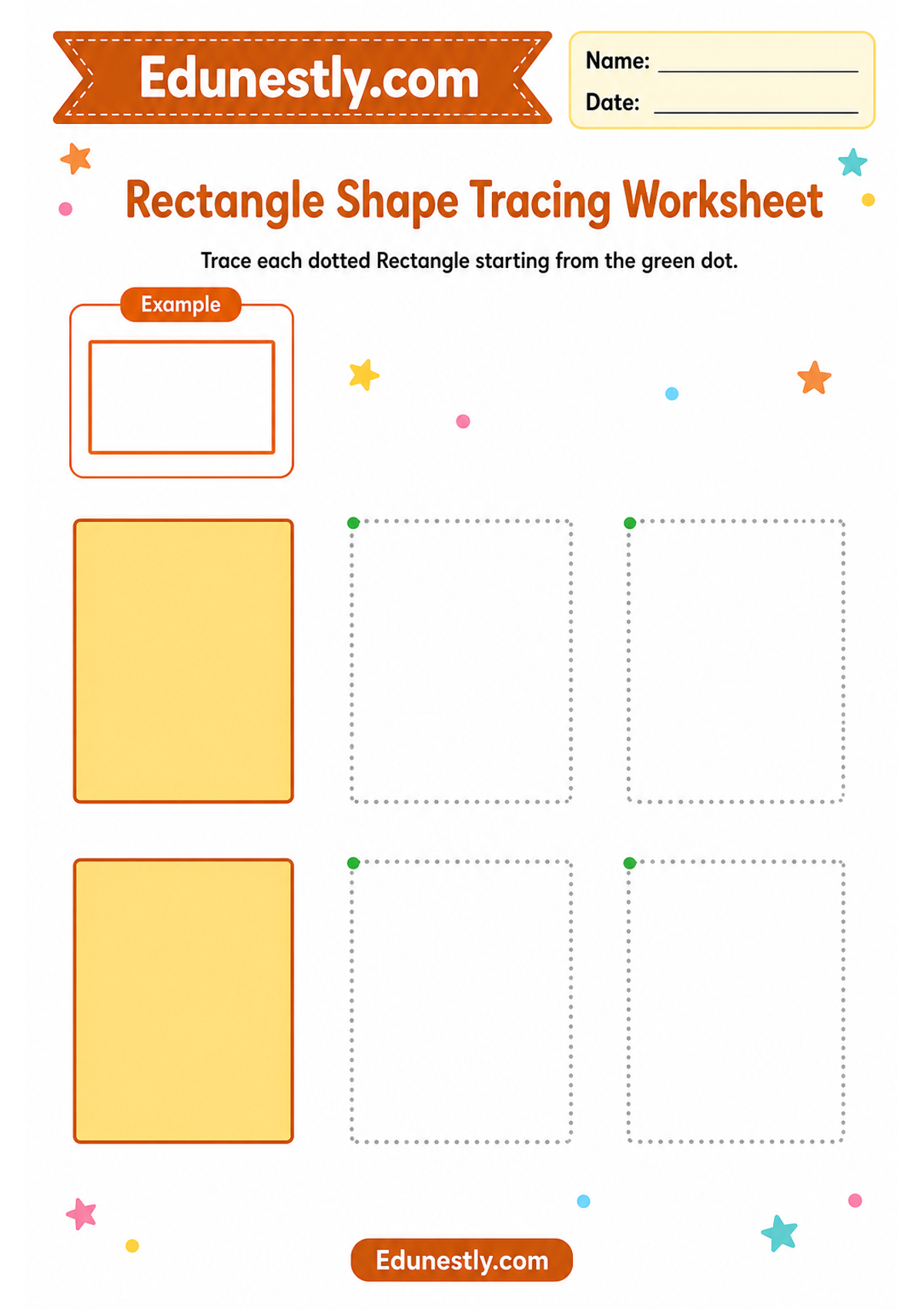 Rectangle Shape Tracing Worksheet
