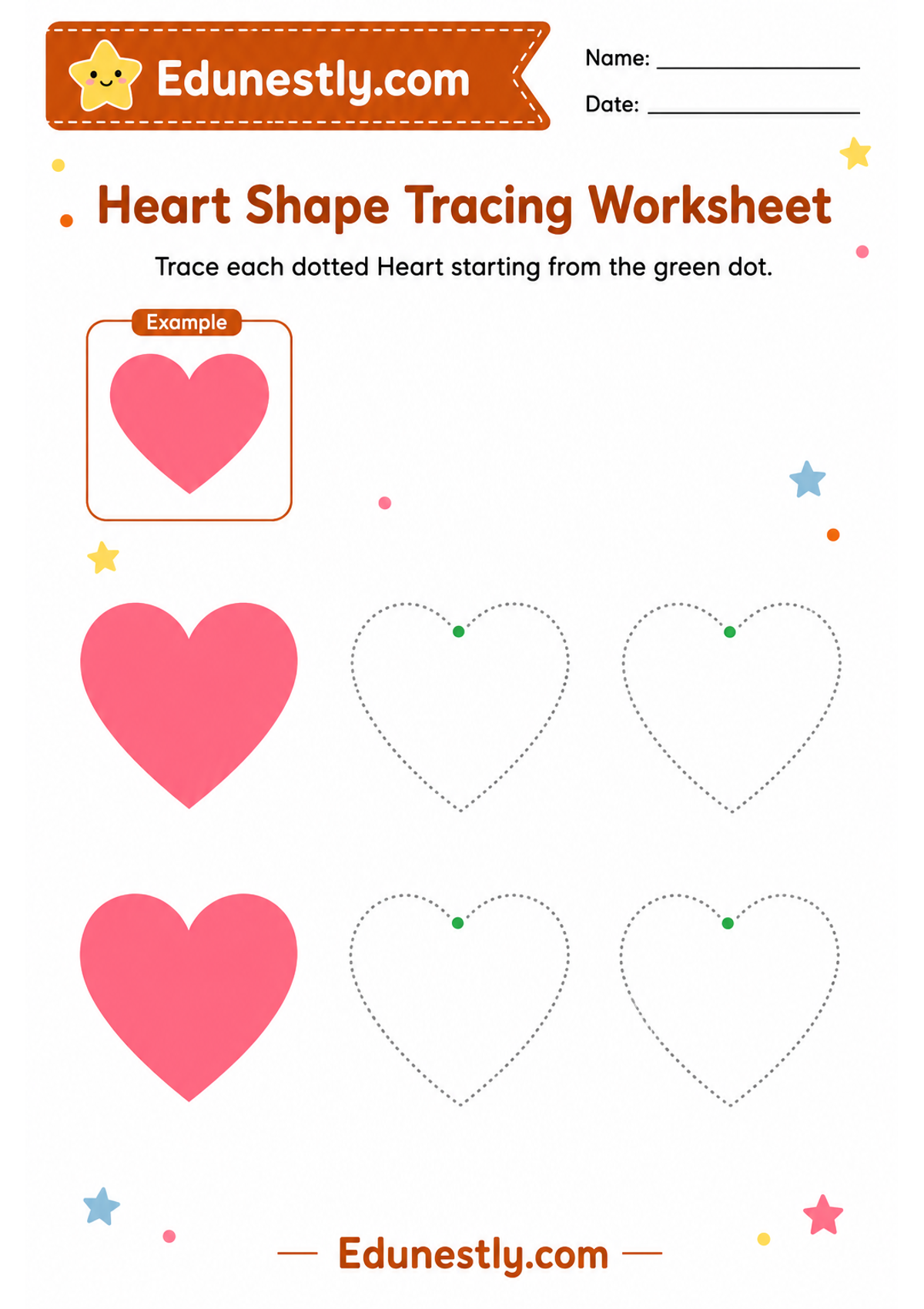 Heart Shape Tracing Worksheet