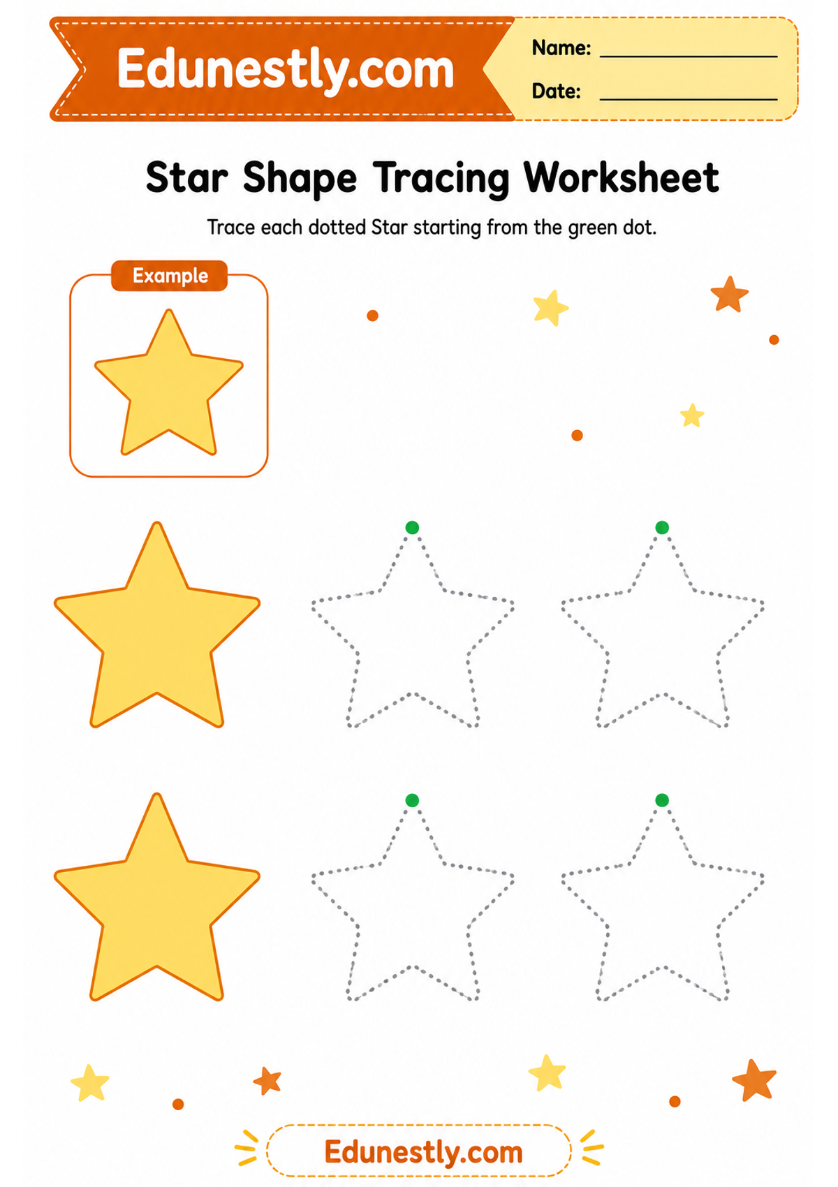 Star Shape Tracing Worksheet