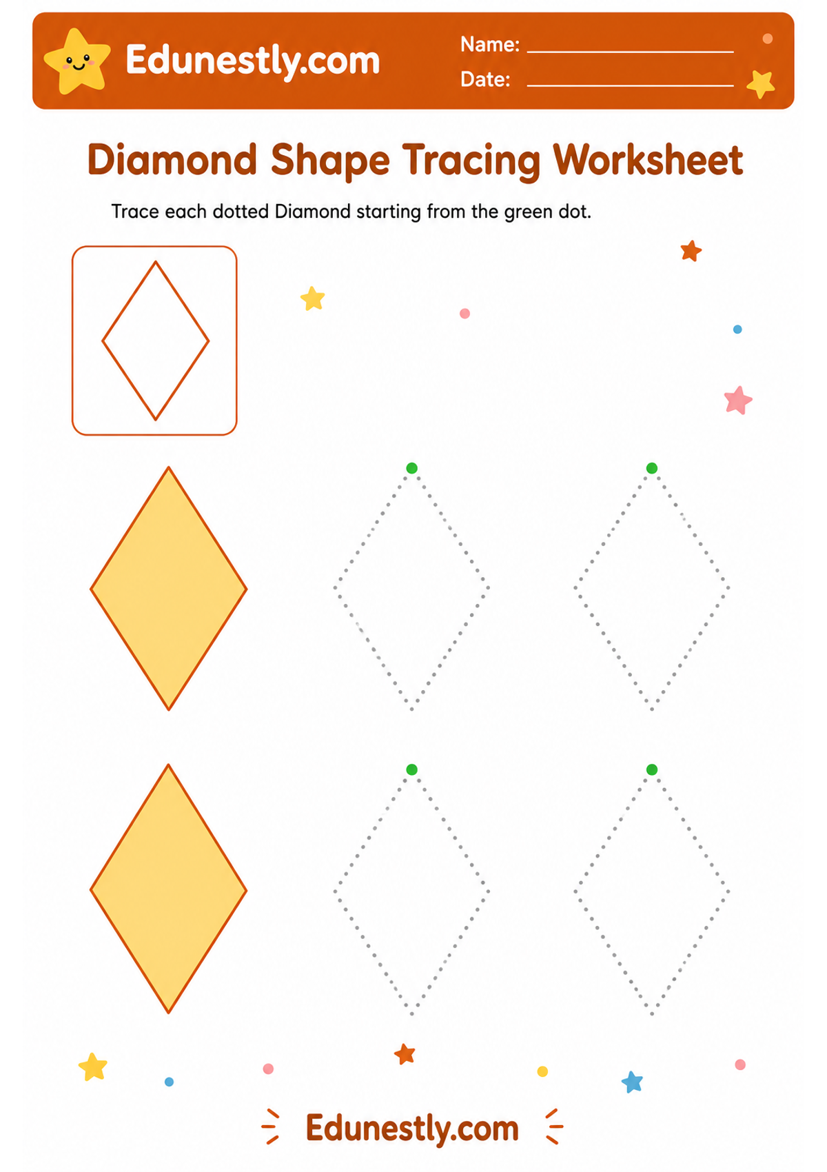 Diamond Shape Tracing Worksheet