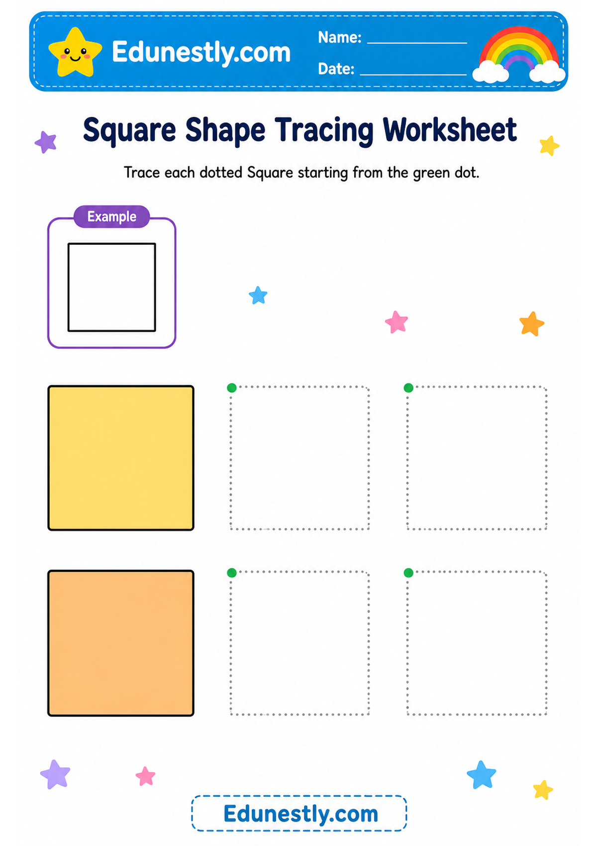 Square Shape Tracing Worksheet