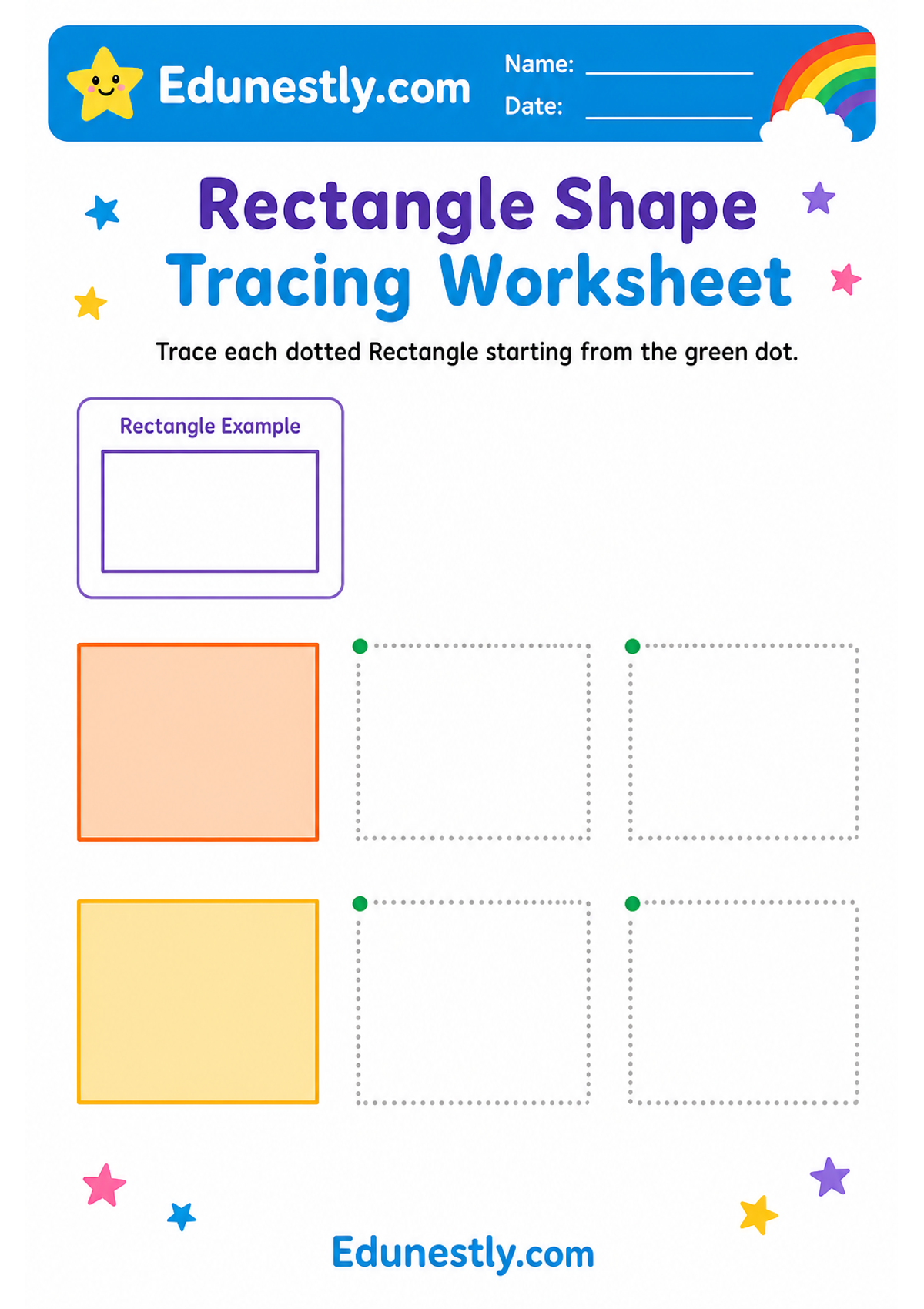 Rectangle Shape Tracing Worksheet