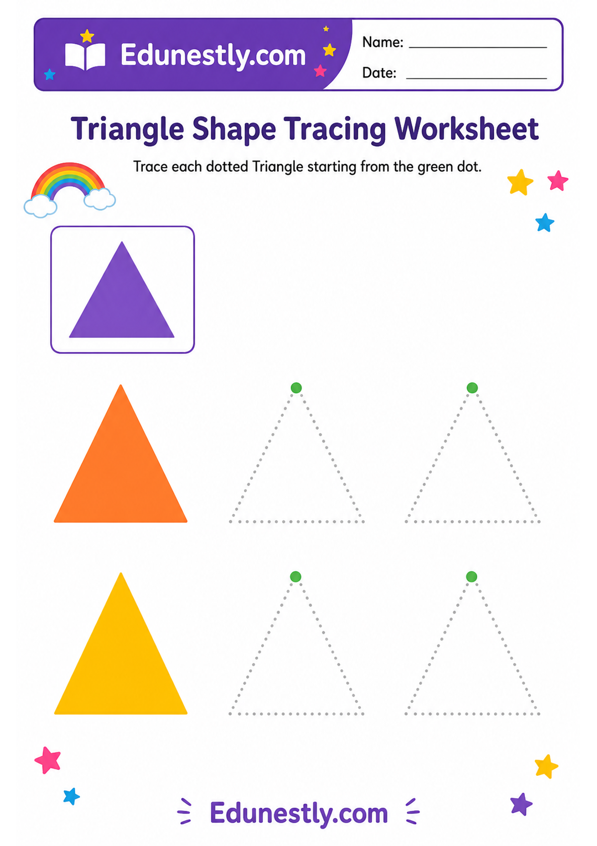 Triangle Shape Tracing Worksheet