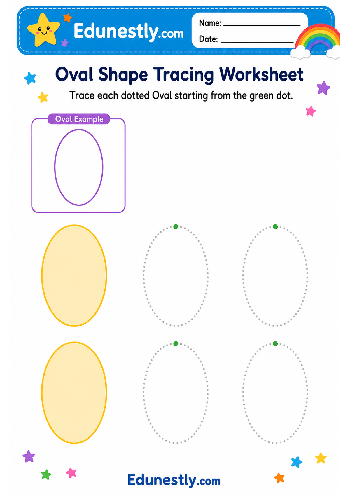 Oval Shape Tracing Worksheet