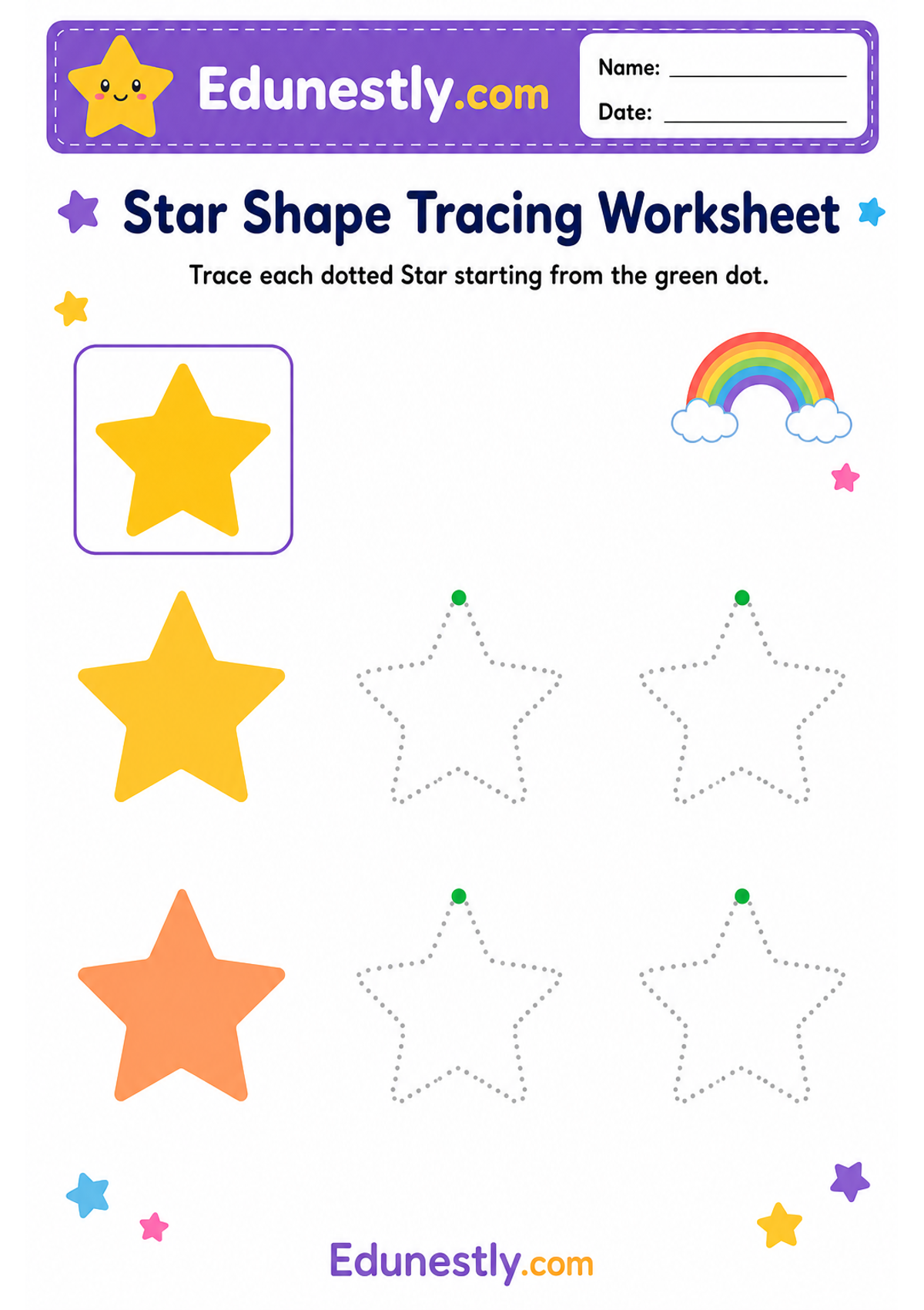 Star Shape Tracing Worksheet