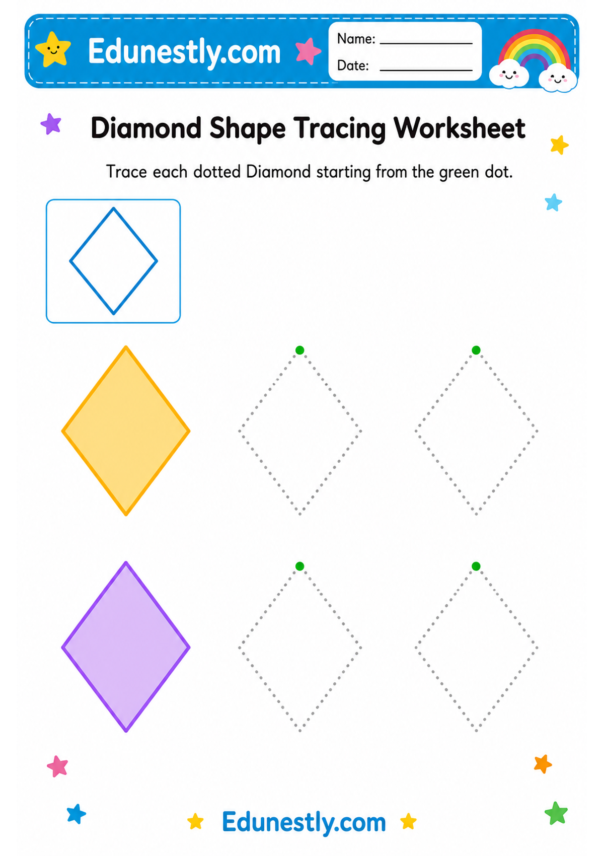 Diamond Shape Tracing Worksheet