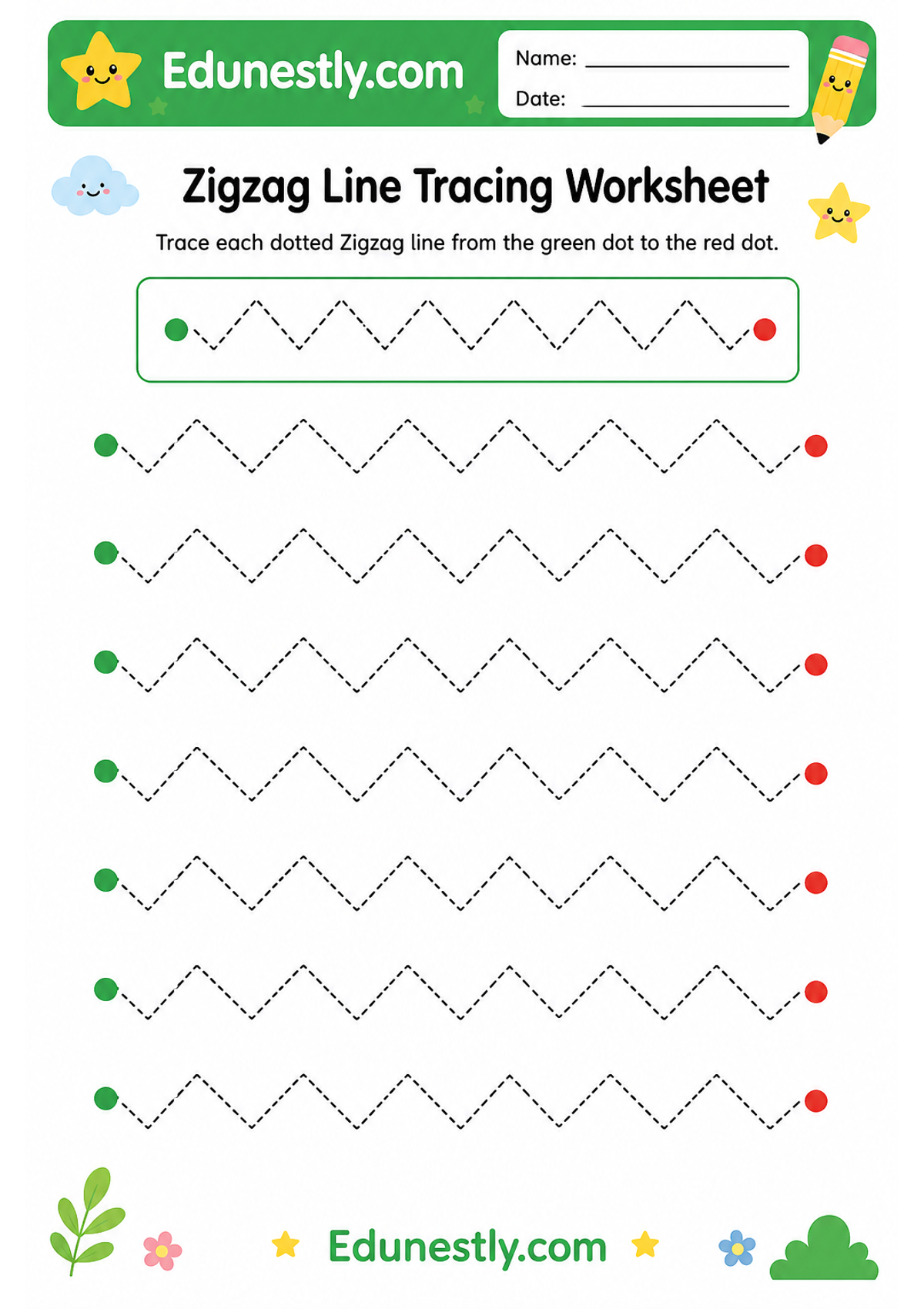 Zigzag Line Tracing Worksheet