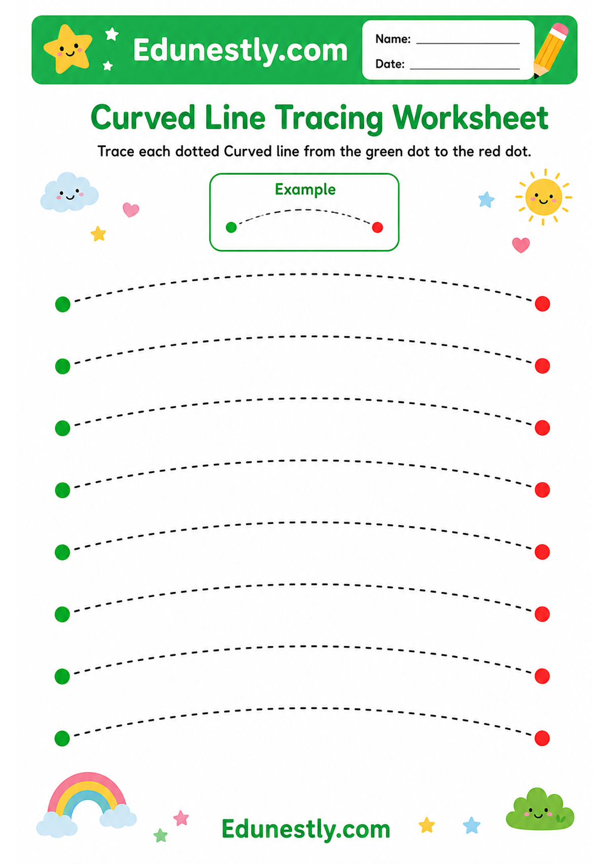 Curved Line Tracing Worksheet