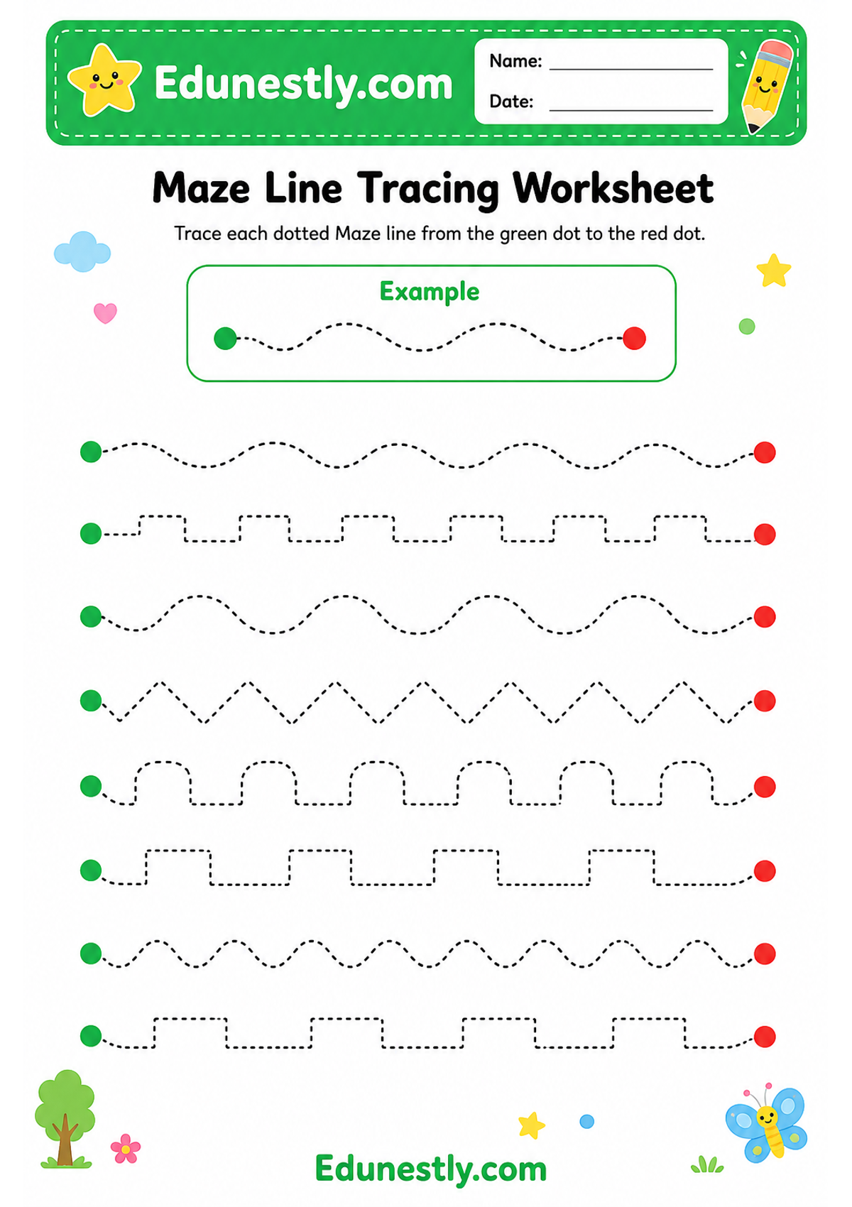 Maze Line Tracing Worksheet