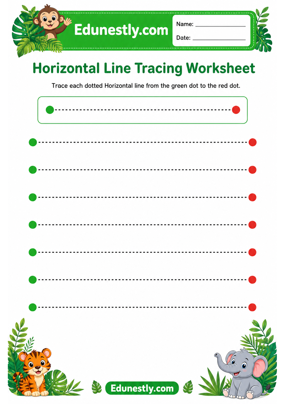 Horizontal Line Tracing Worksheet