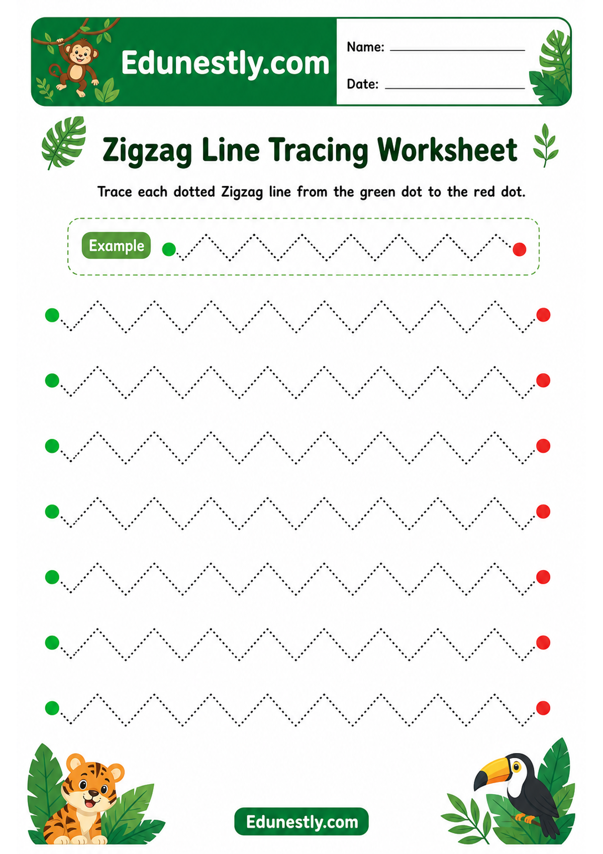 Zigzag Line Tracing Worksheet