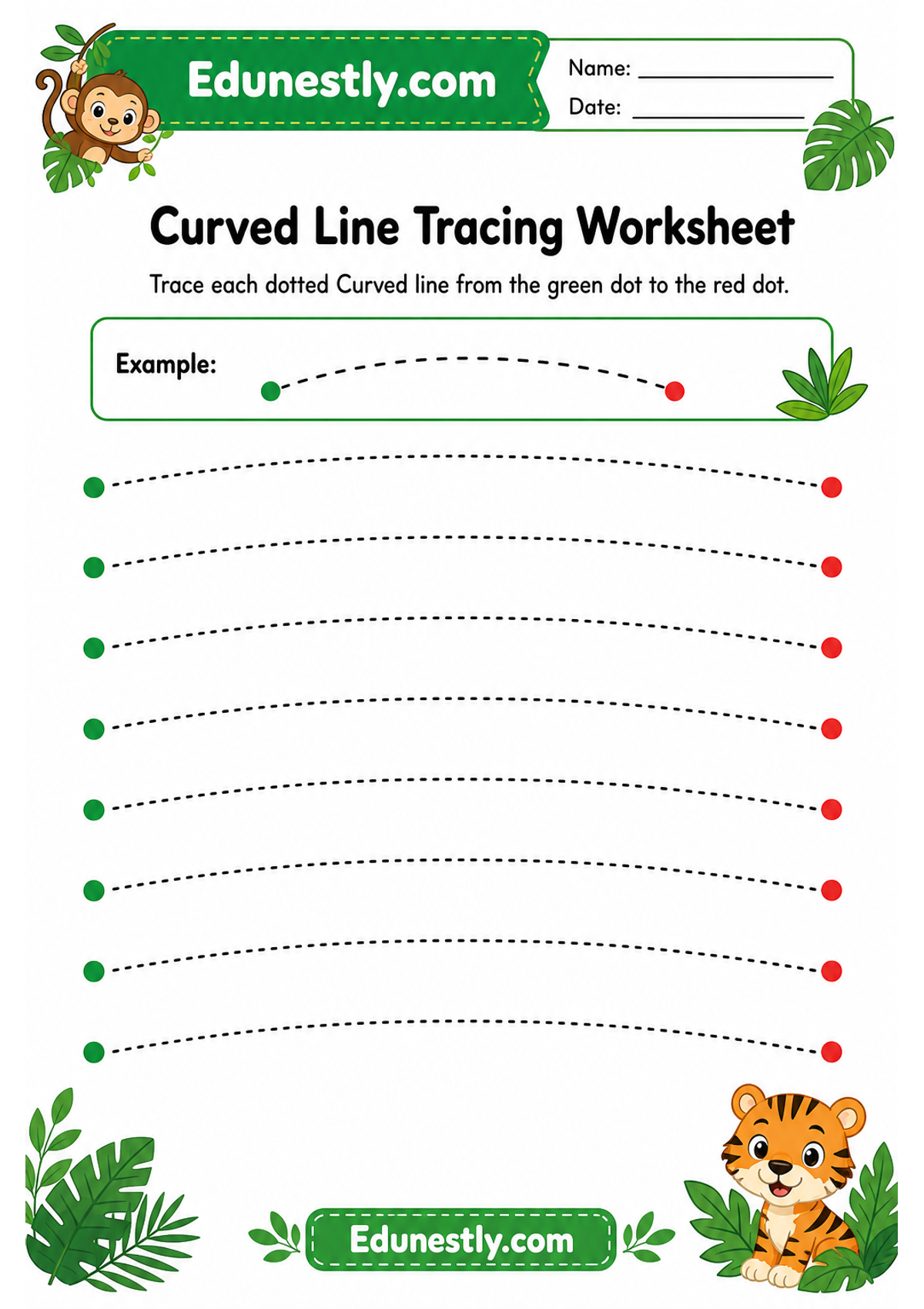 Curved Line Tracing Worksheet