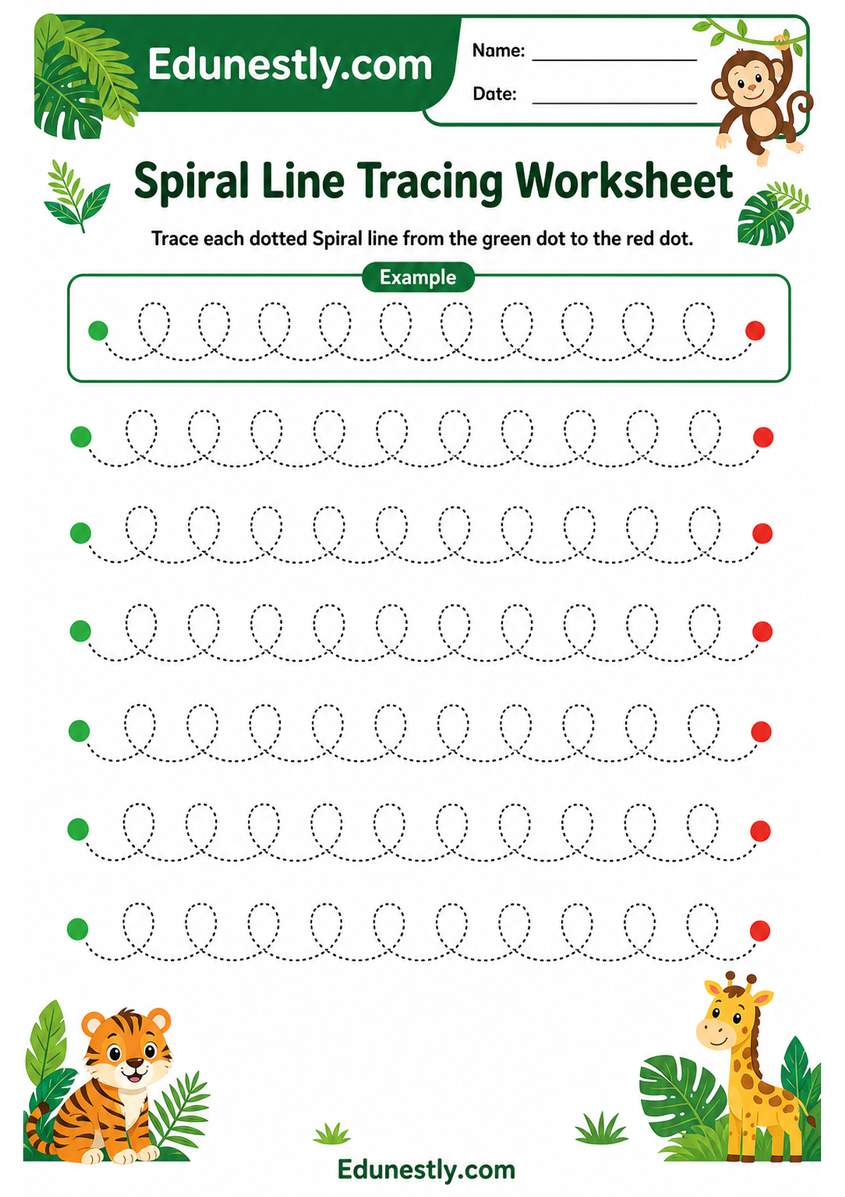 Spiral Line Tracing Worksheet