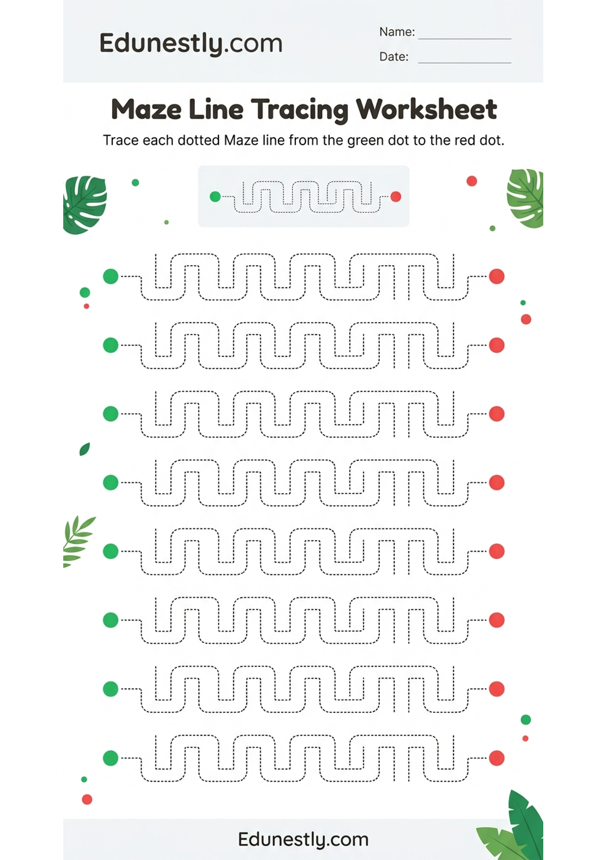 Maze Line Tracing Worksheet