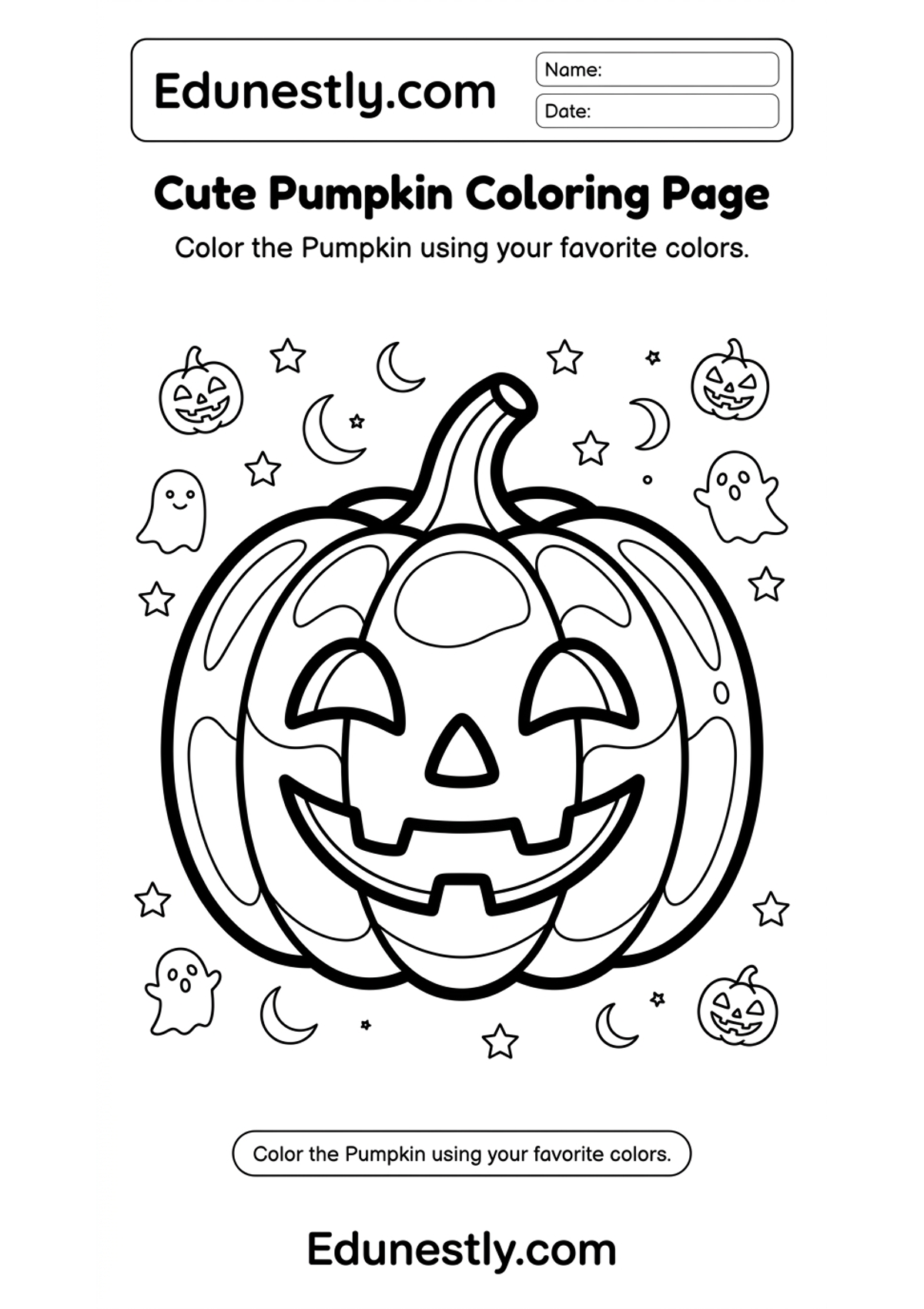 Cute Pumpkin Coloring Page