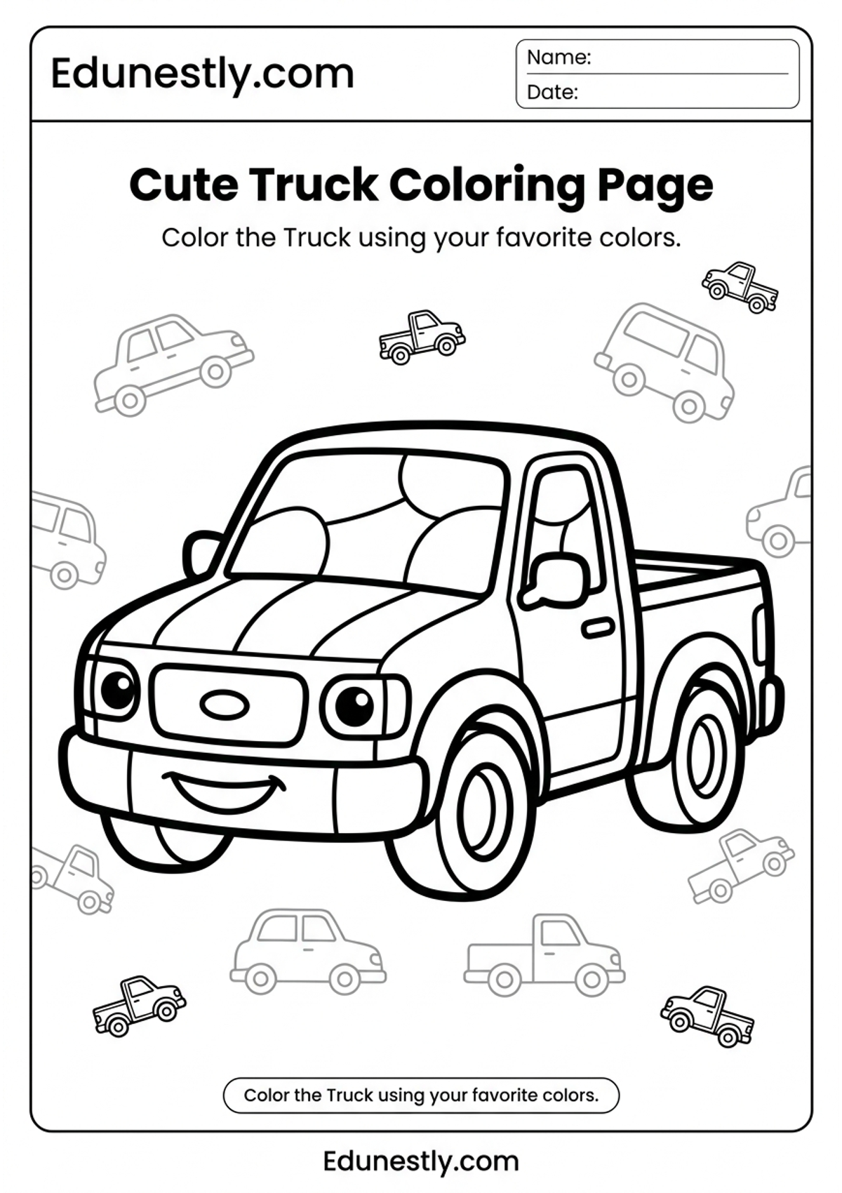 Cute Truck Coloring Page