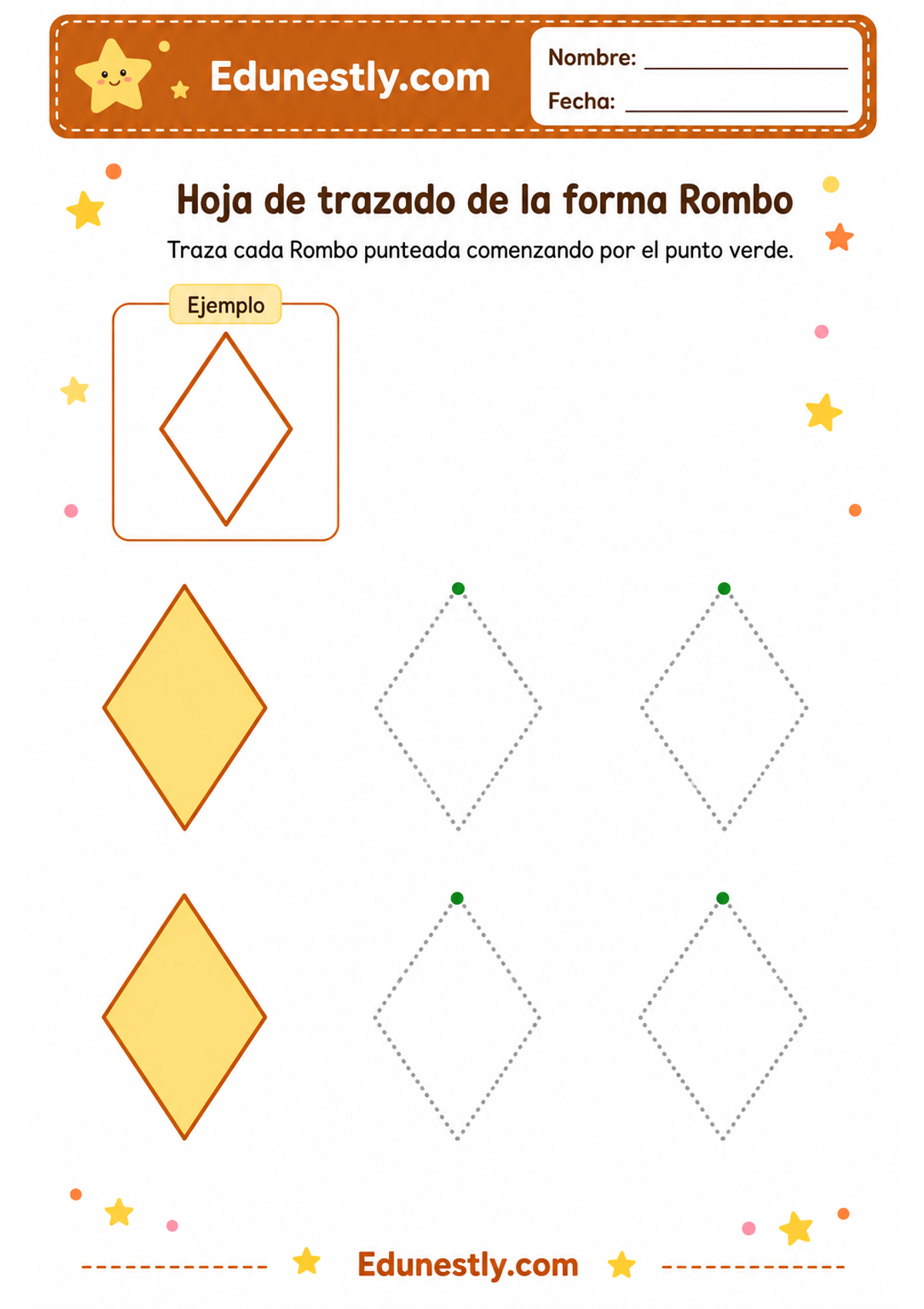 Hoja de trazado de la forma Rombo