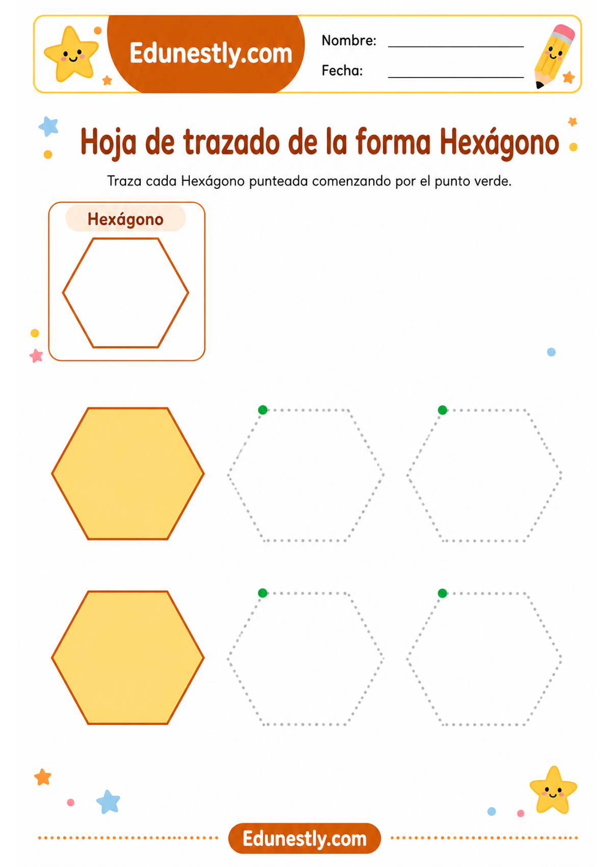 Hoja de trazado de la forma Hexágono