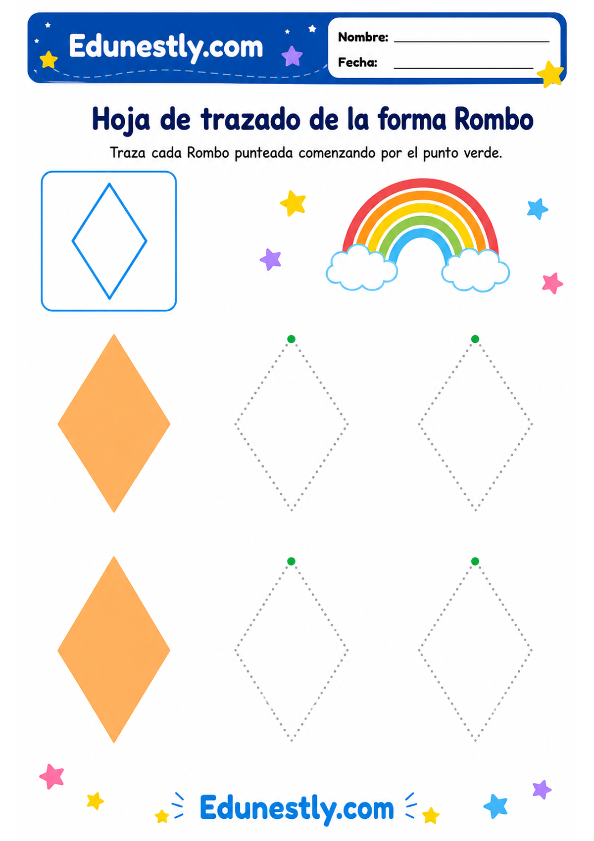Hoja de trazado de la forma Rombo
