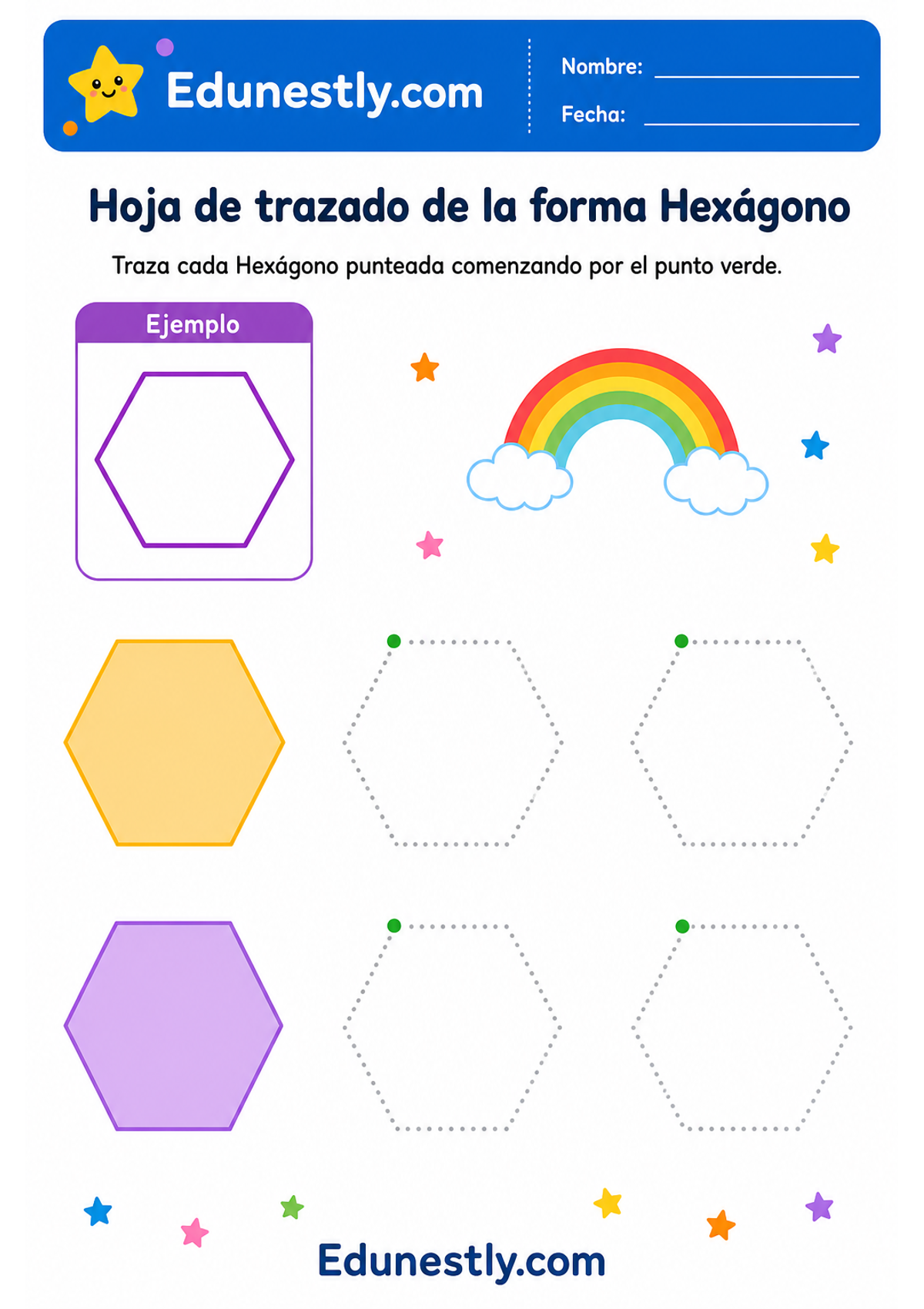 Hoja de trazado de la forma Hexágono
