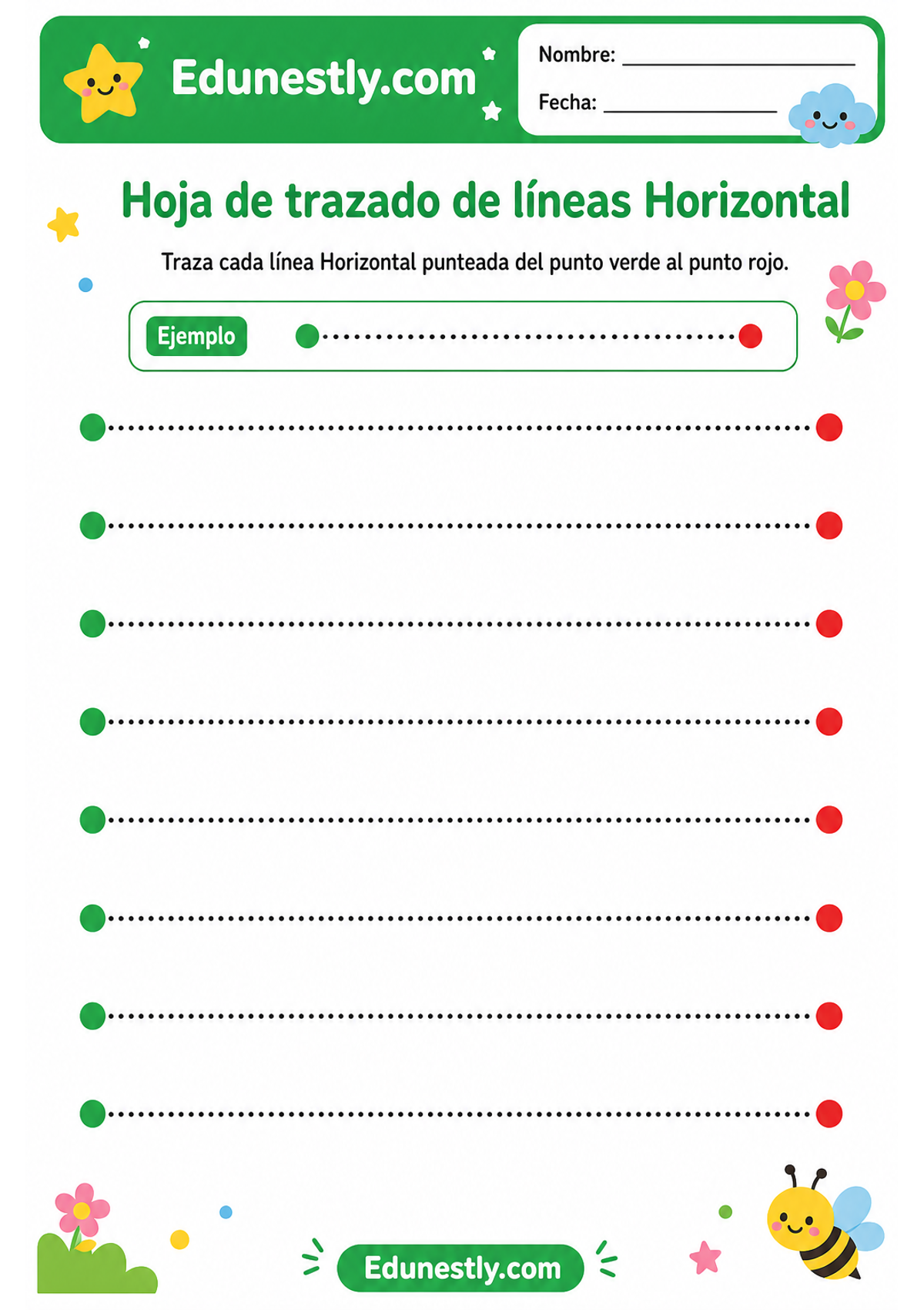 Hoja de trazado de líneas Horizontal