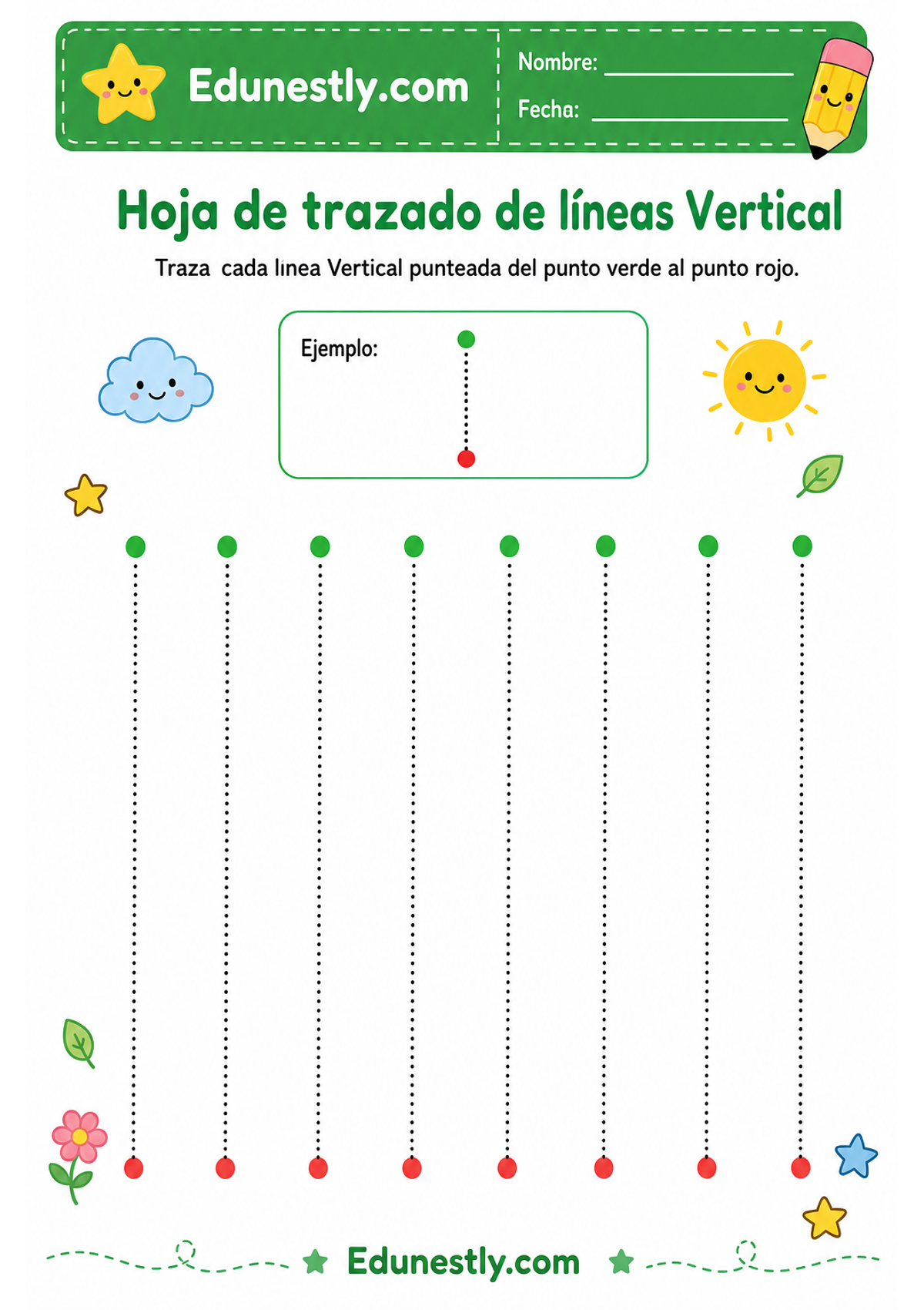 Hoja de trazado de líneas Vertical