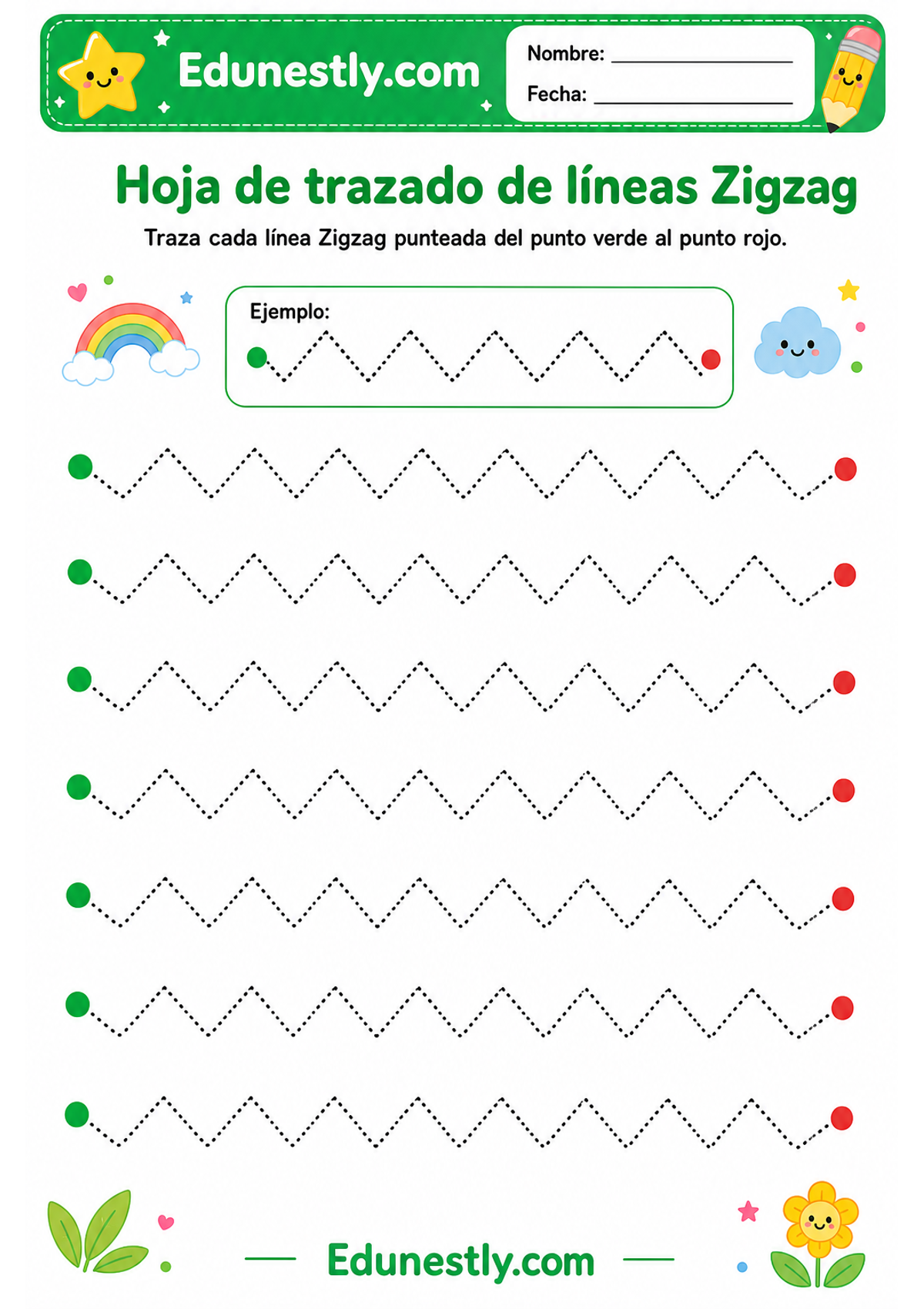 Hoja de trazado de líneas Zigzag