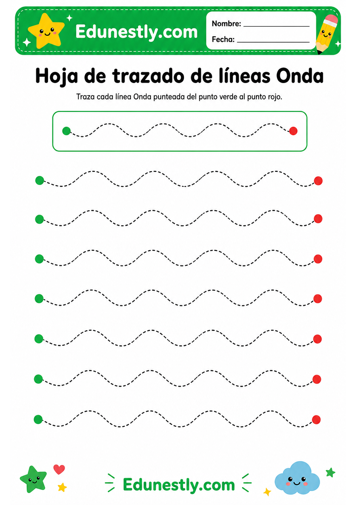 Hoja de trazado de líneas Onda