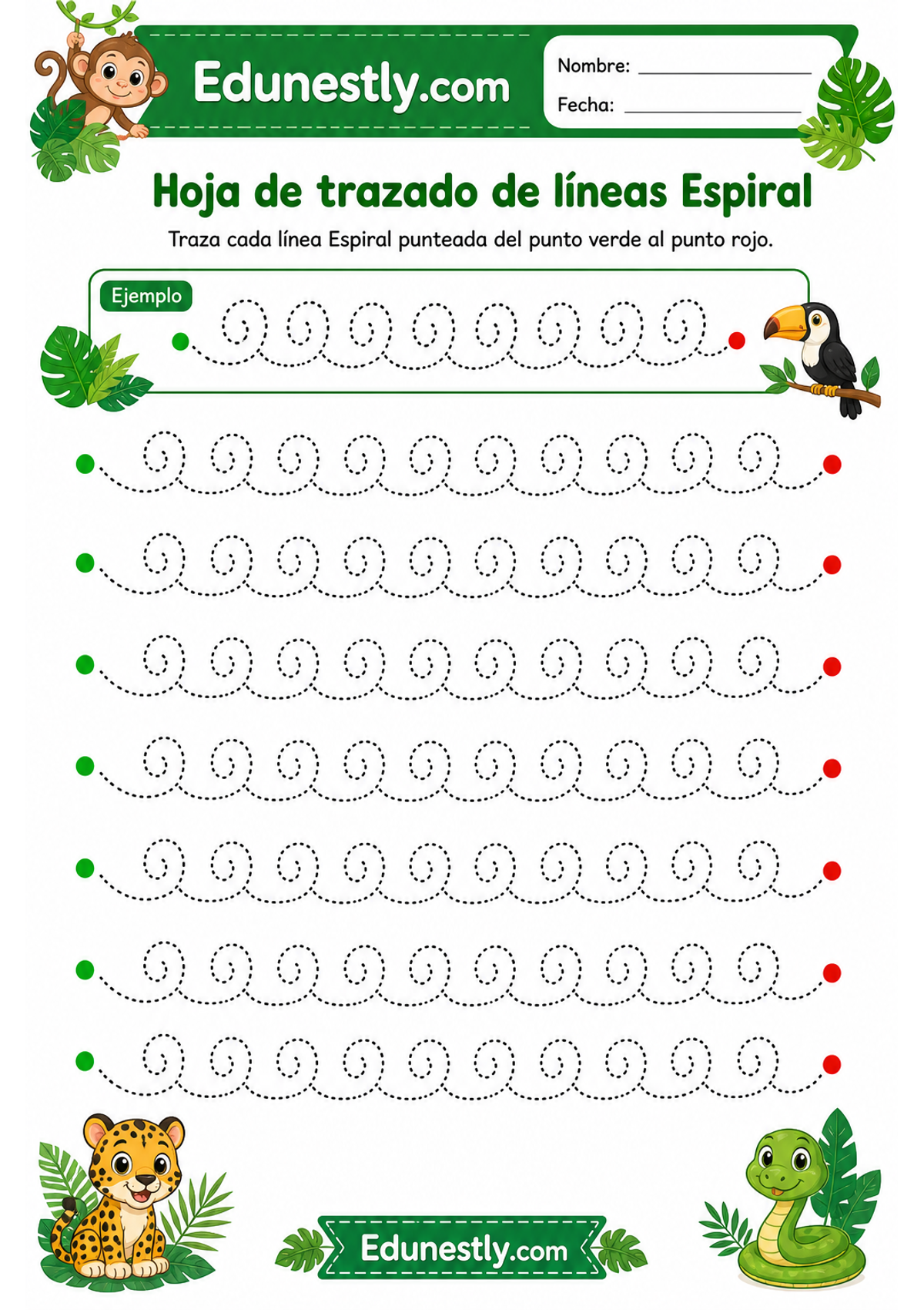 Hoja de trazado de líneas Espiral