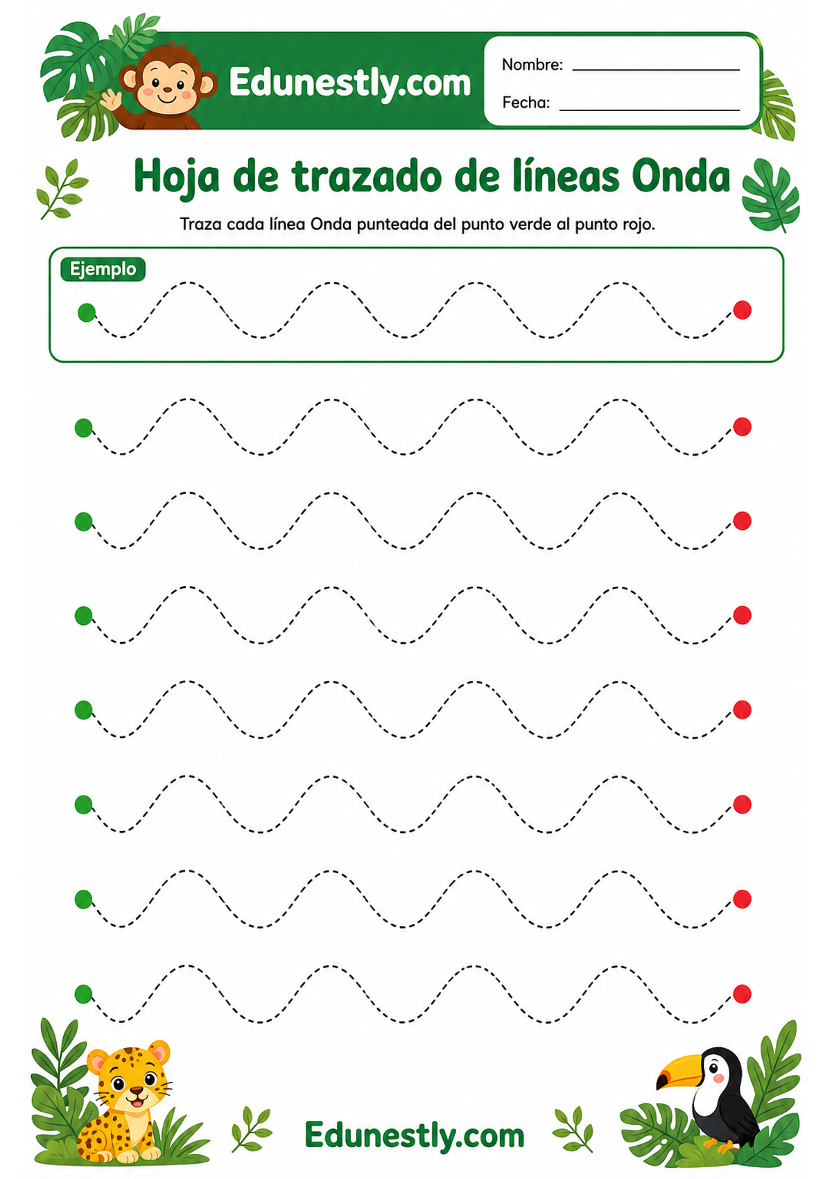 Hoja de trazado de líneas Onda