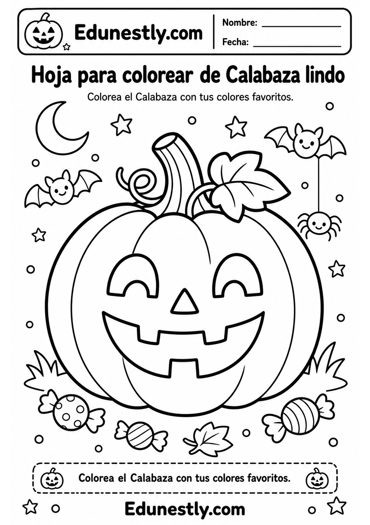 Hoja para colorear de Calabaza lindo