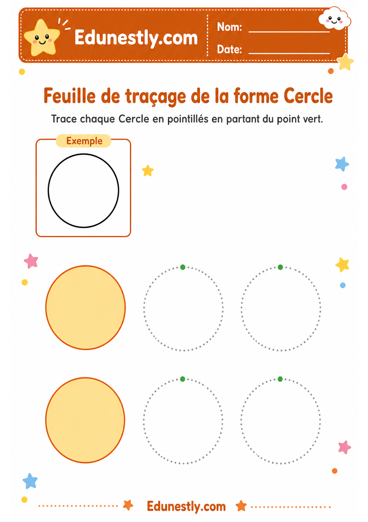 Feuille de traçage de la forme Cercle