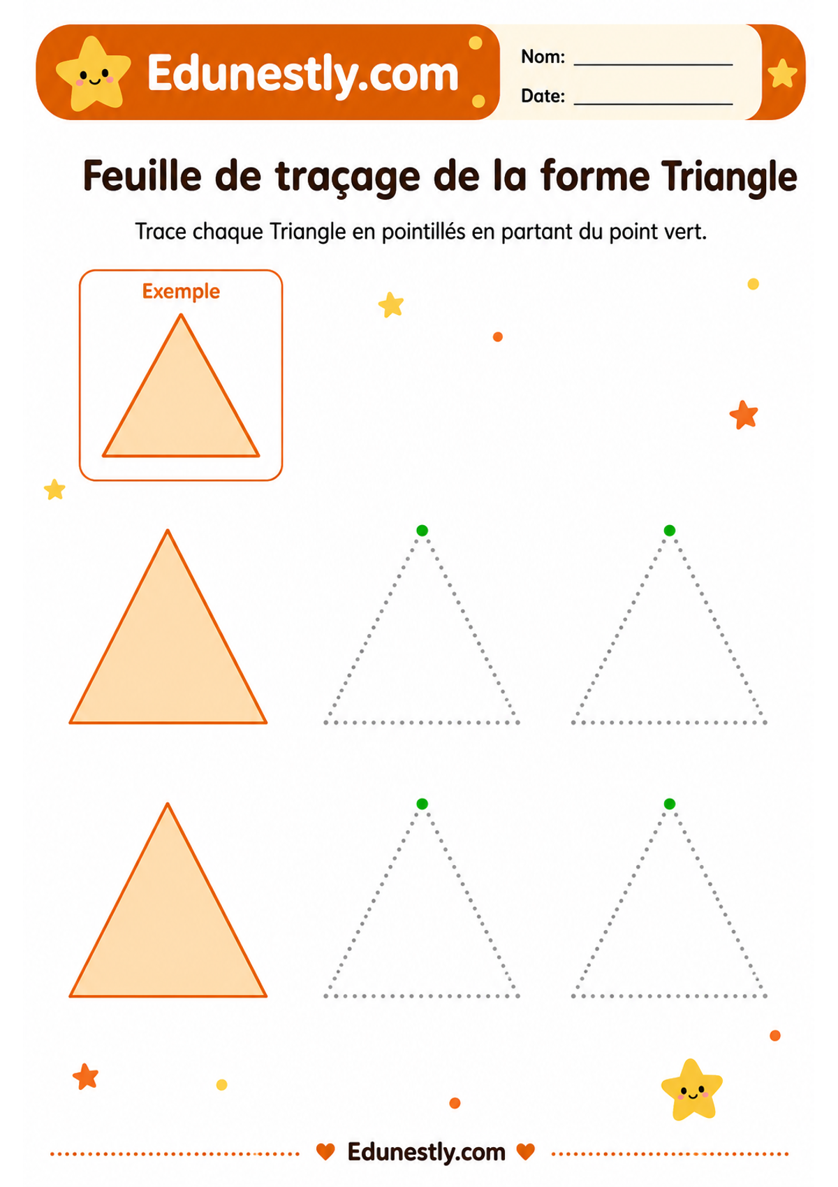 Feuille de traçage de la forme Triangle
