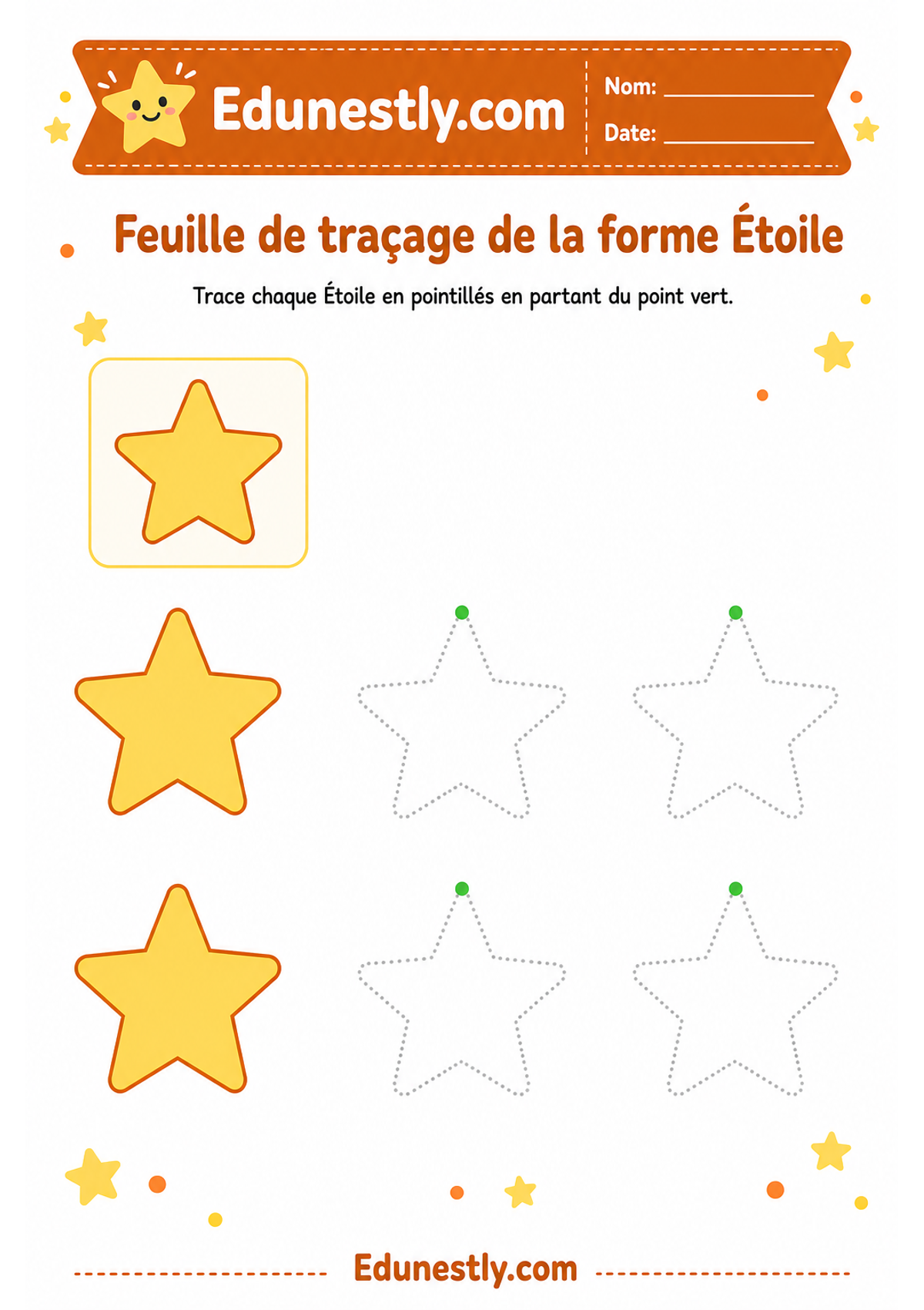 Feuille de traçage de la forme Étoile