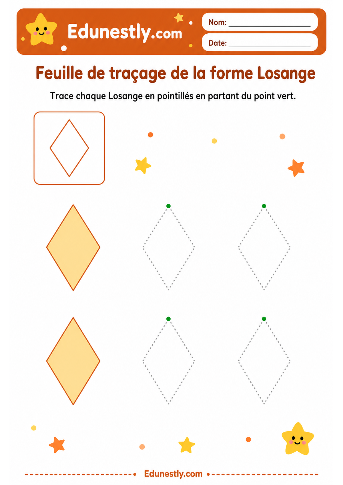 Feuille de traçage de la forme Losange