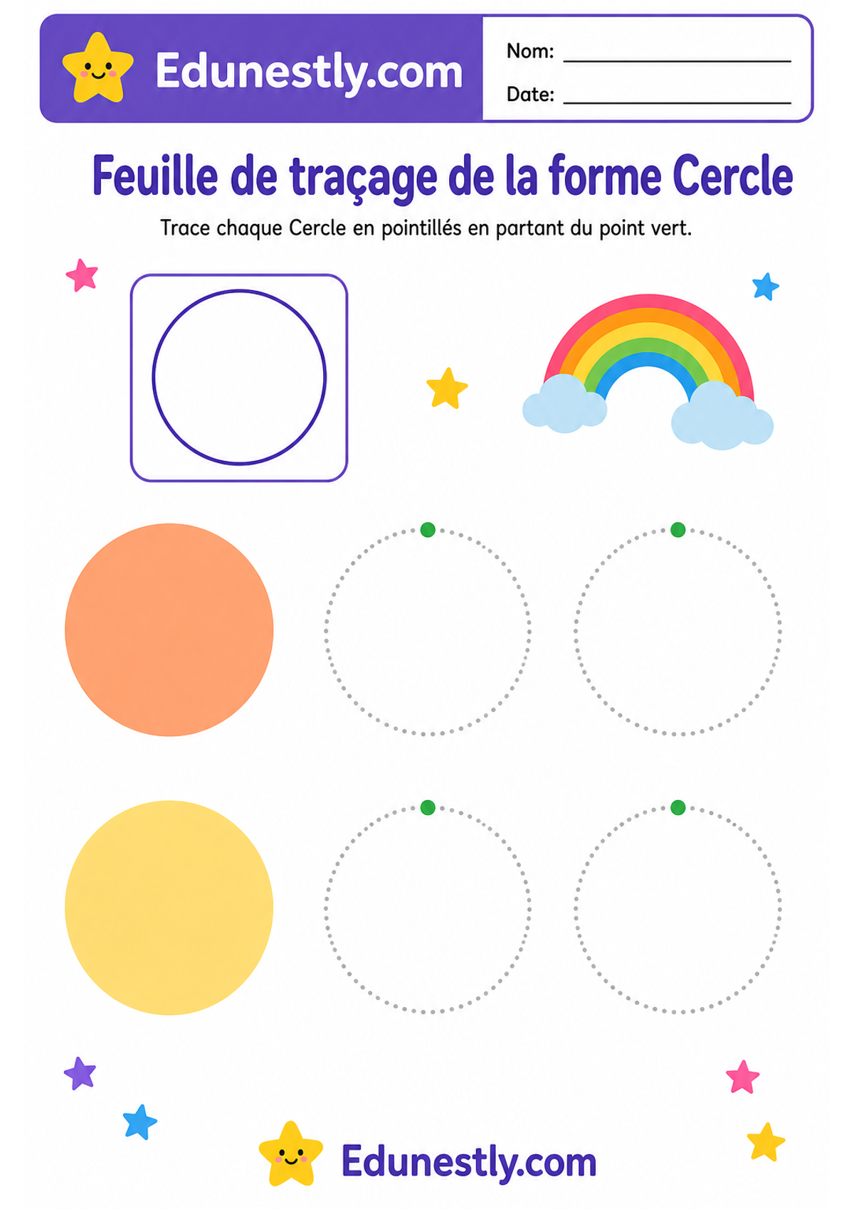 Feuille de traçage de la forme Cercle